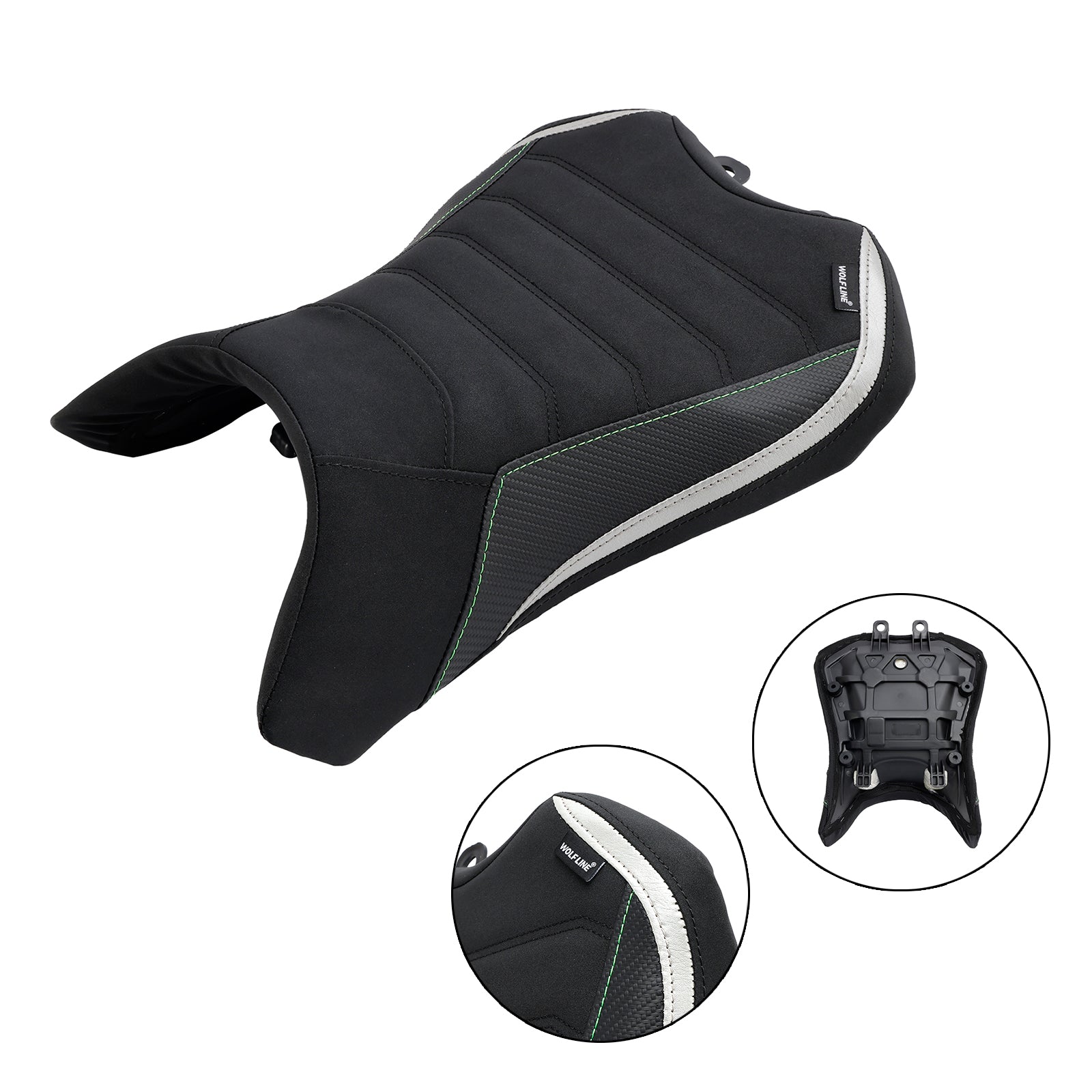 2022-2023 Front Raider Seat Driver Cushion PU Fit svart för Kawasaki Ninja 1000Sx