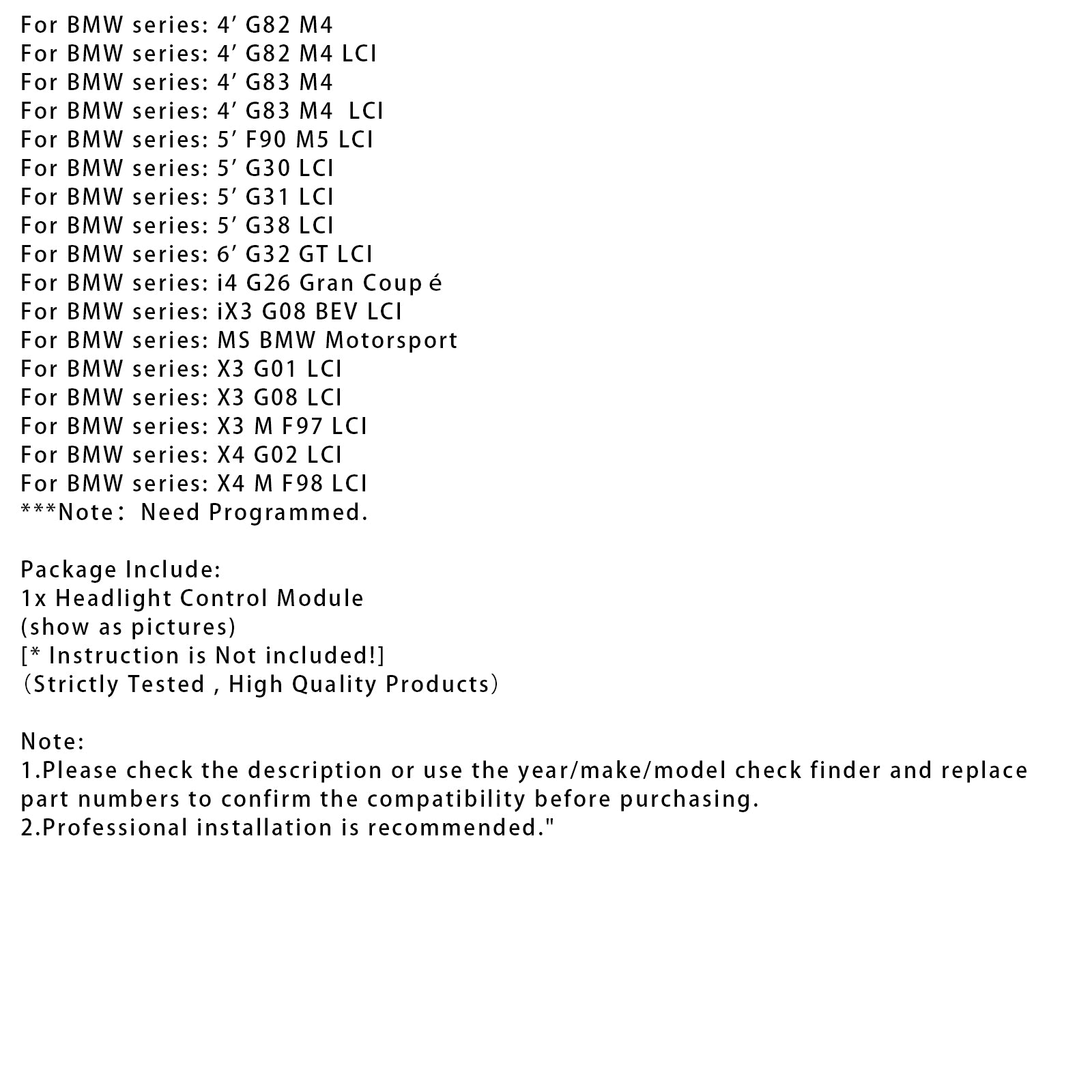 BMW G30 G31 G38 G32 iX3 X3 X4 G01 Laser LED Headlight Control Unit 9850445 For