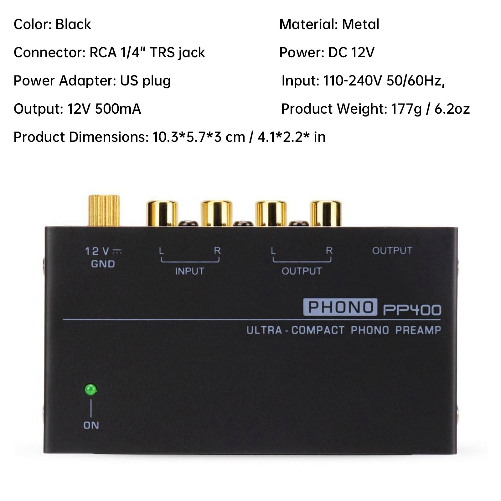 PP400 Ultra-Compact Phono Preamp Preamplifier With RCA 1/4Inch Support TRS Interfaces Preamplificador Phono Preamp