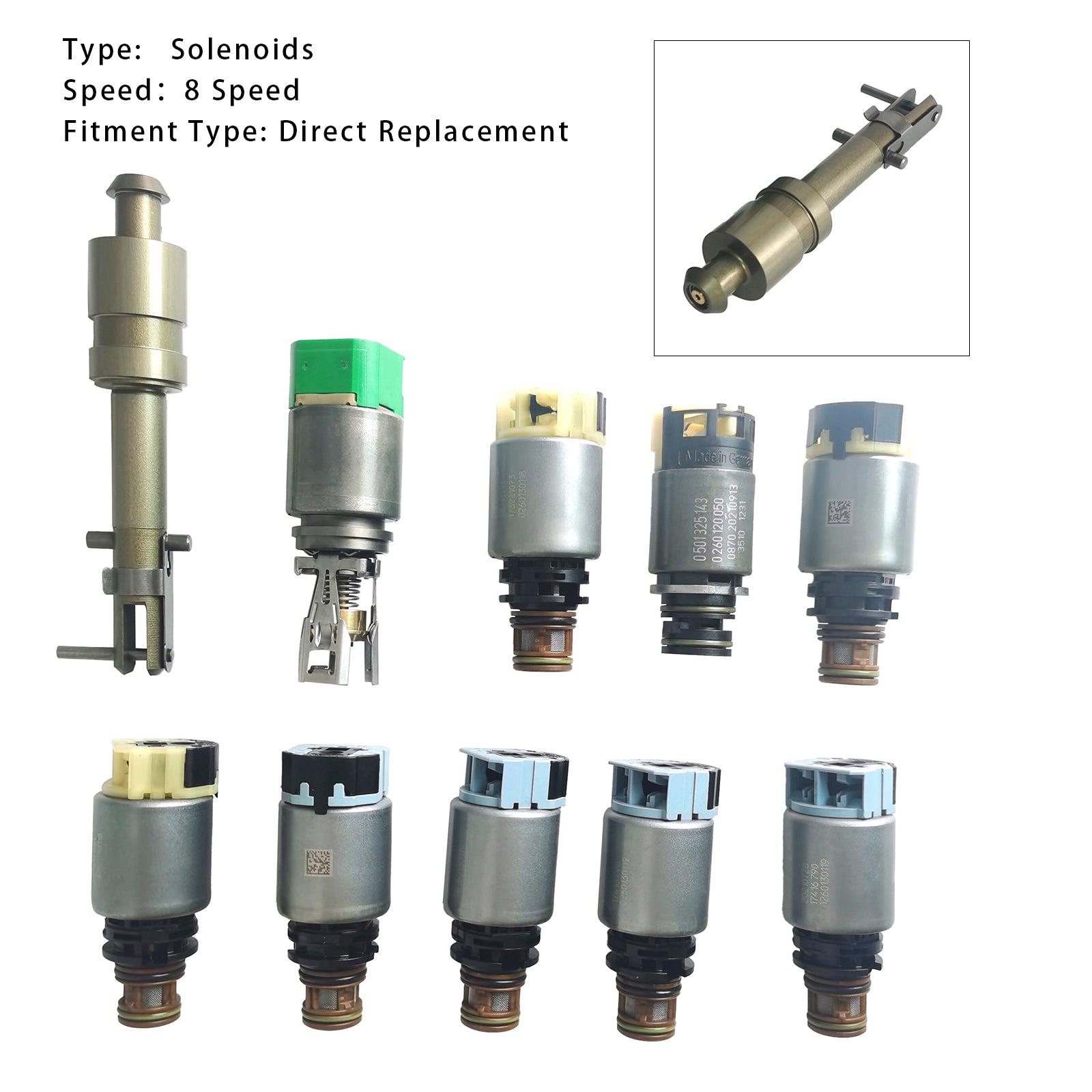 10st 8-växlad automatisk transmissionssolenoidkit 8HP75 8HP50 för BMW för Dodge Forjeep för Alfa för Romeo