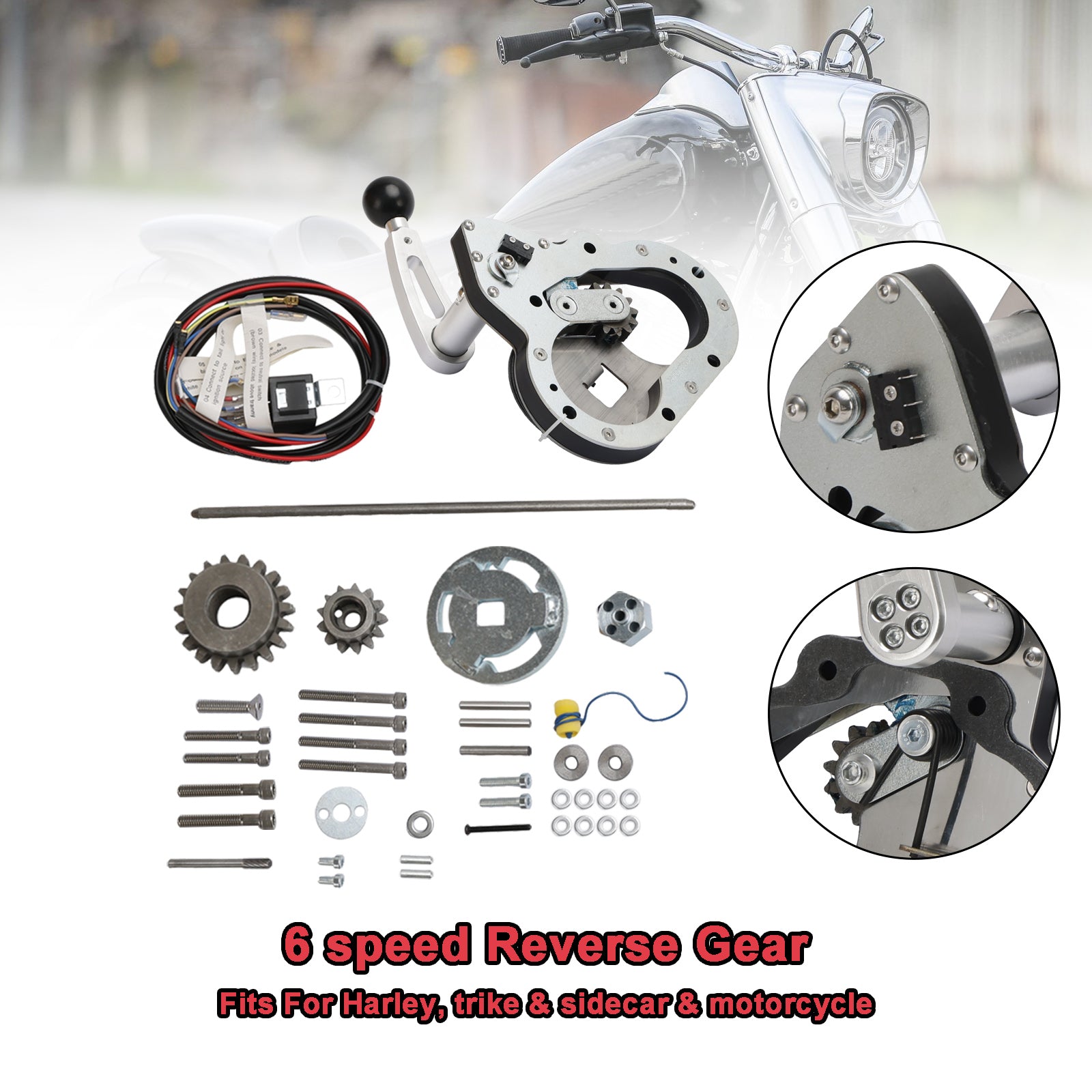 6 Speed Harley w Billet Knob Trike Sidecar Motorcycle Reverse Gear