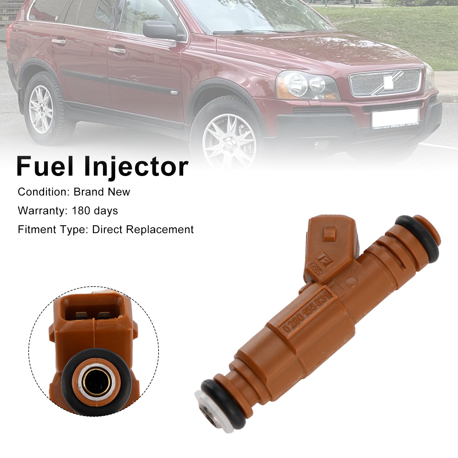 1PCS Fuel Injector 0280155831 Fit Volvo S60 S80 C70 XC90 2.4L 2.5L 1998-2009