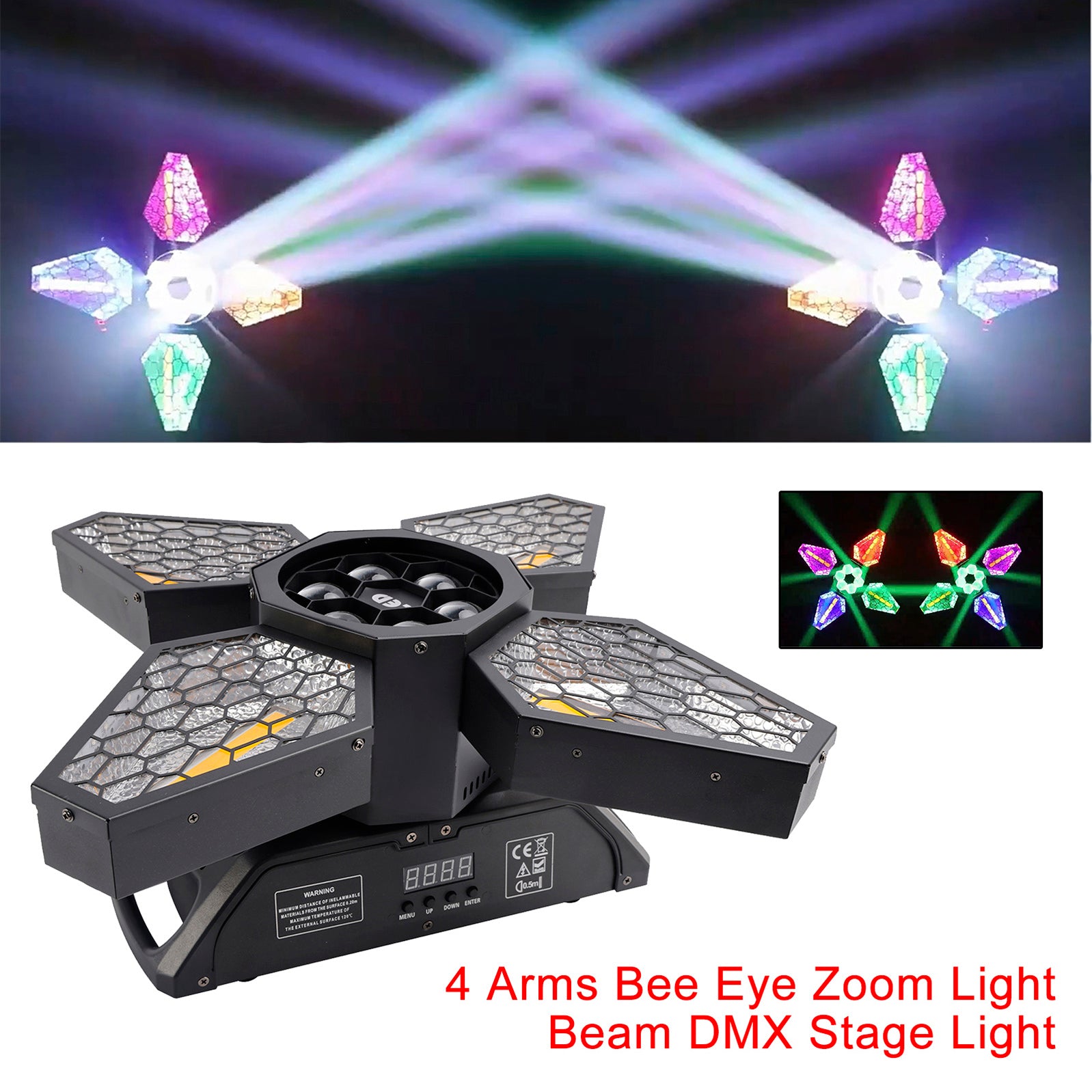4 Arms Bee Eye Zoom Light Beam DMX Stage Light Disco Show Bar Party Lighting