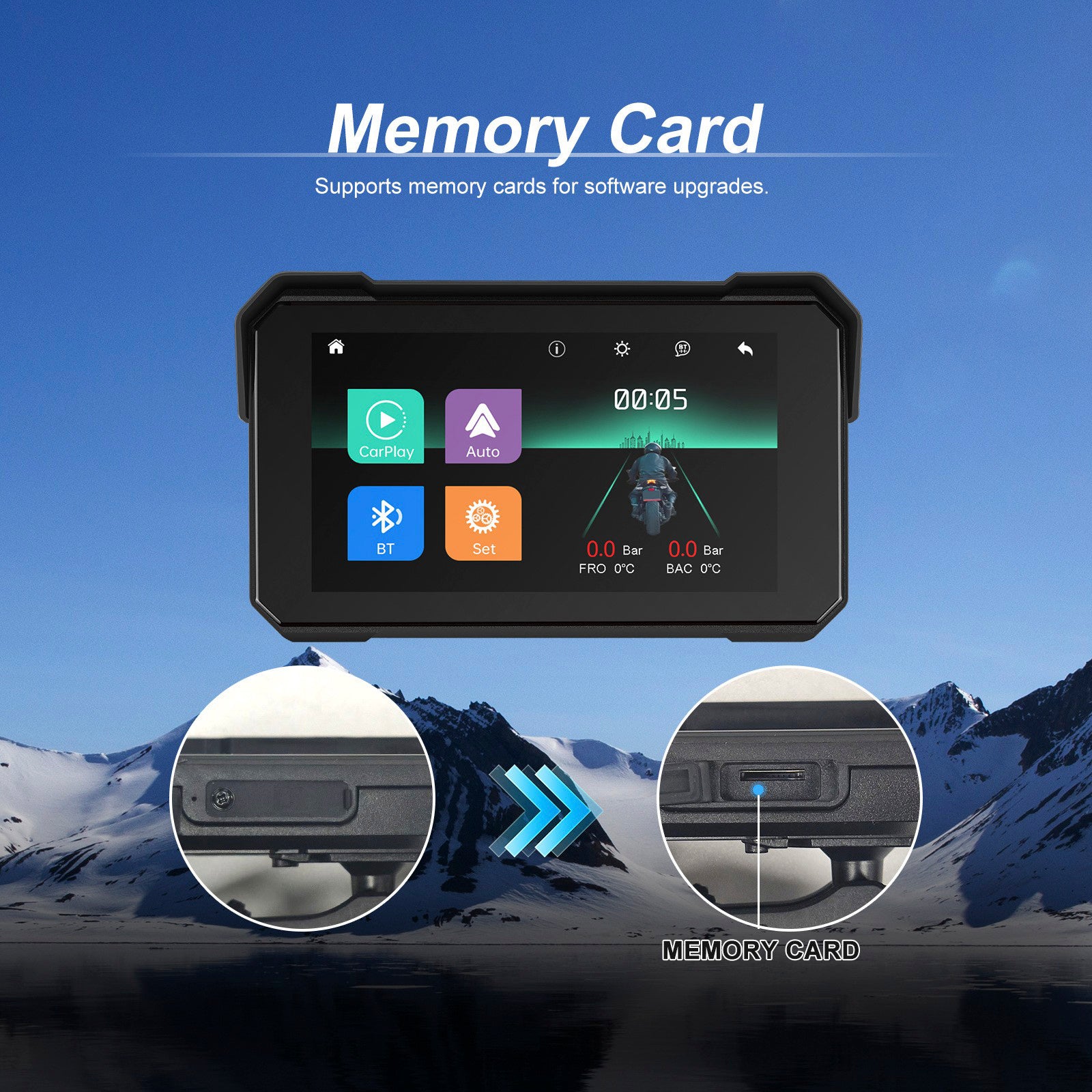 5-inch Wireless CarPlay Android Auto Navigation Waterproof for Motorcycles