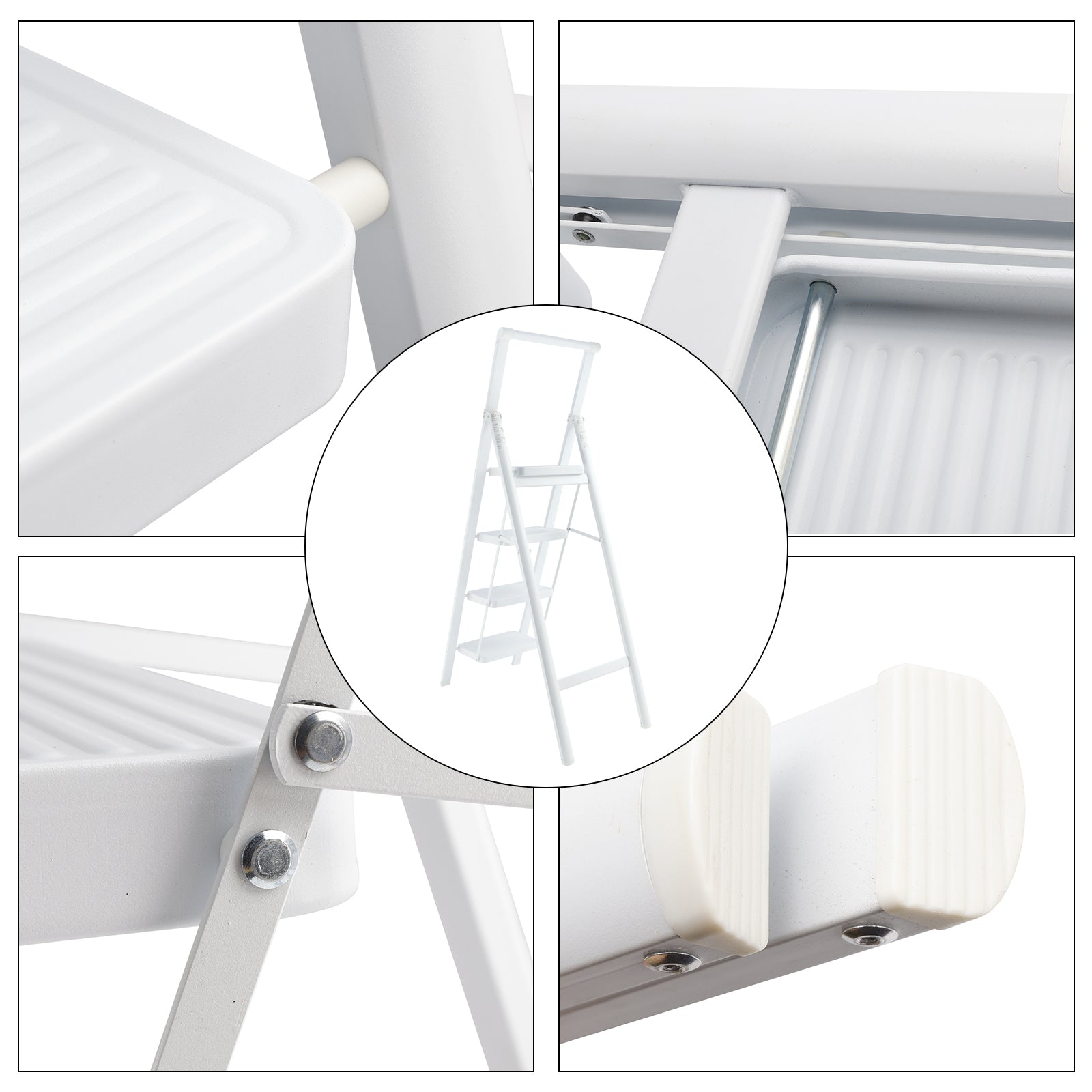 4-traps ladder, opvouwbare opstapjes voor volwassenen, antislippedaal, lichtgewicht