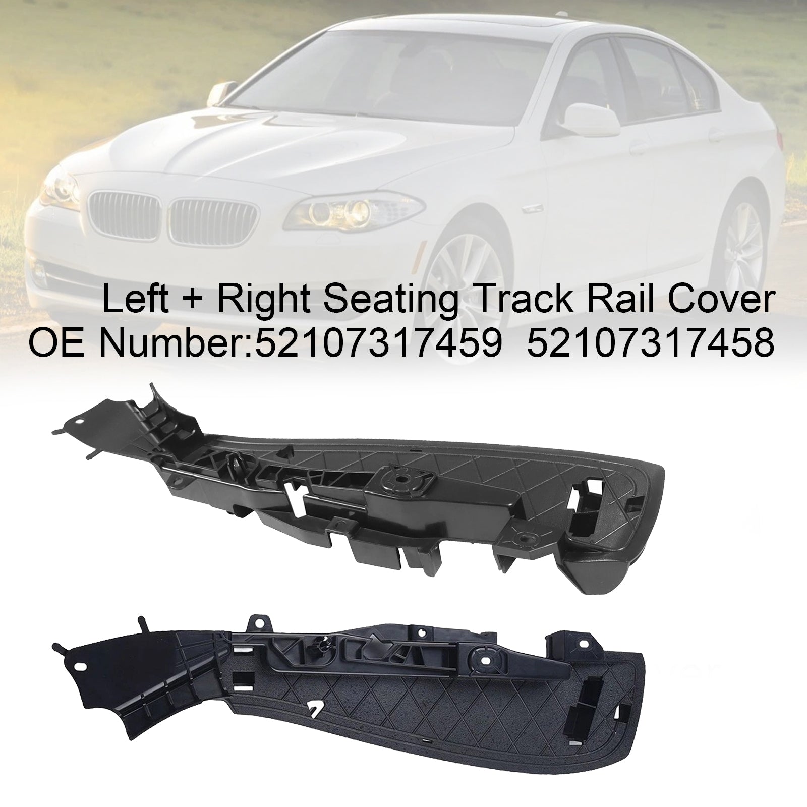 Left + Right Support Seat Track Rail Cover 52107317458 For BMW 5 7 Series