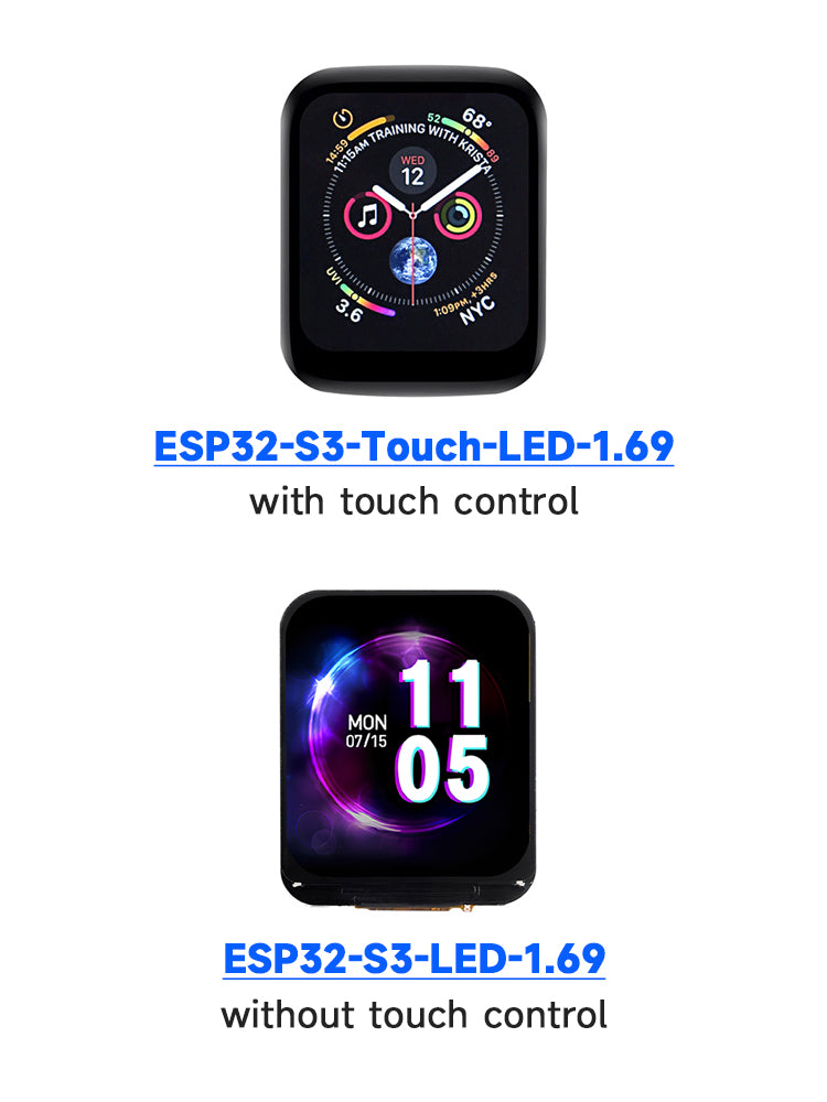 Carte de développement d'écran tactile ESP32-S3 pouces 1.69, processeur 240MHz WIFI Bluetooth