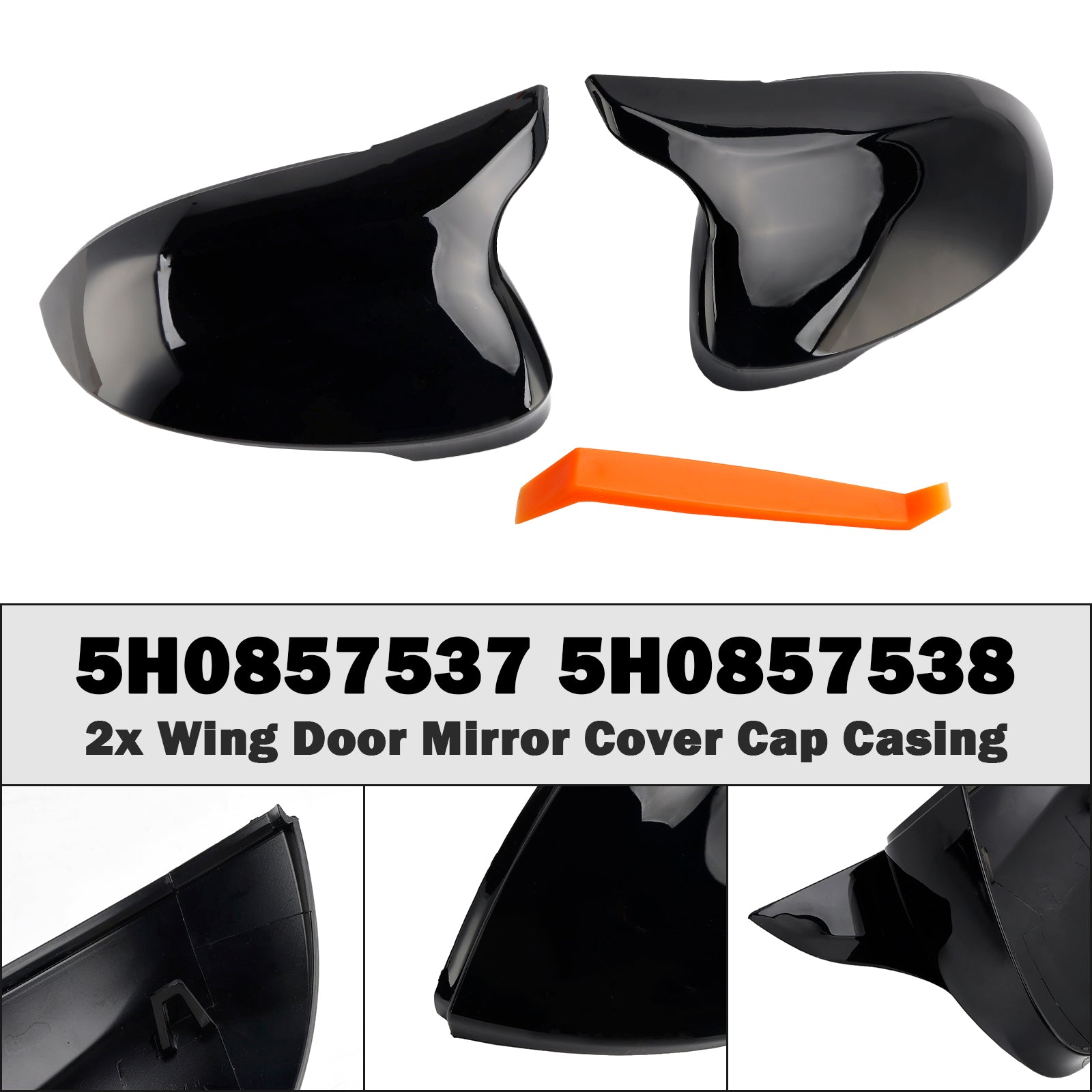 2x Wing Door Mirror Cover Cap Casing for VW Golf MK8 2020+ 5H0857537 5H0857538