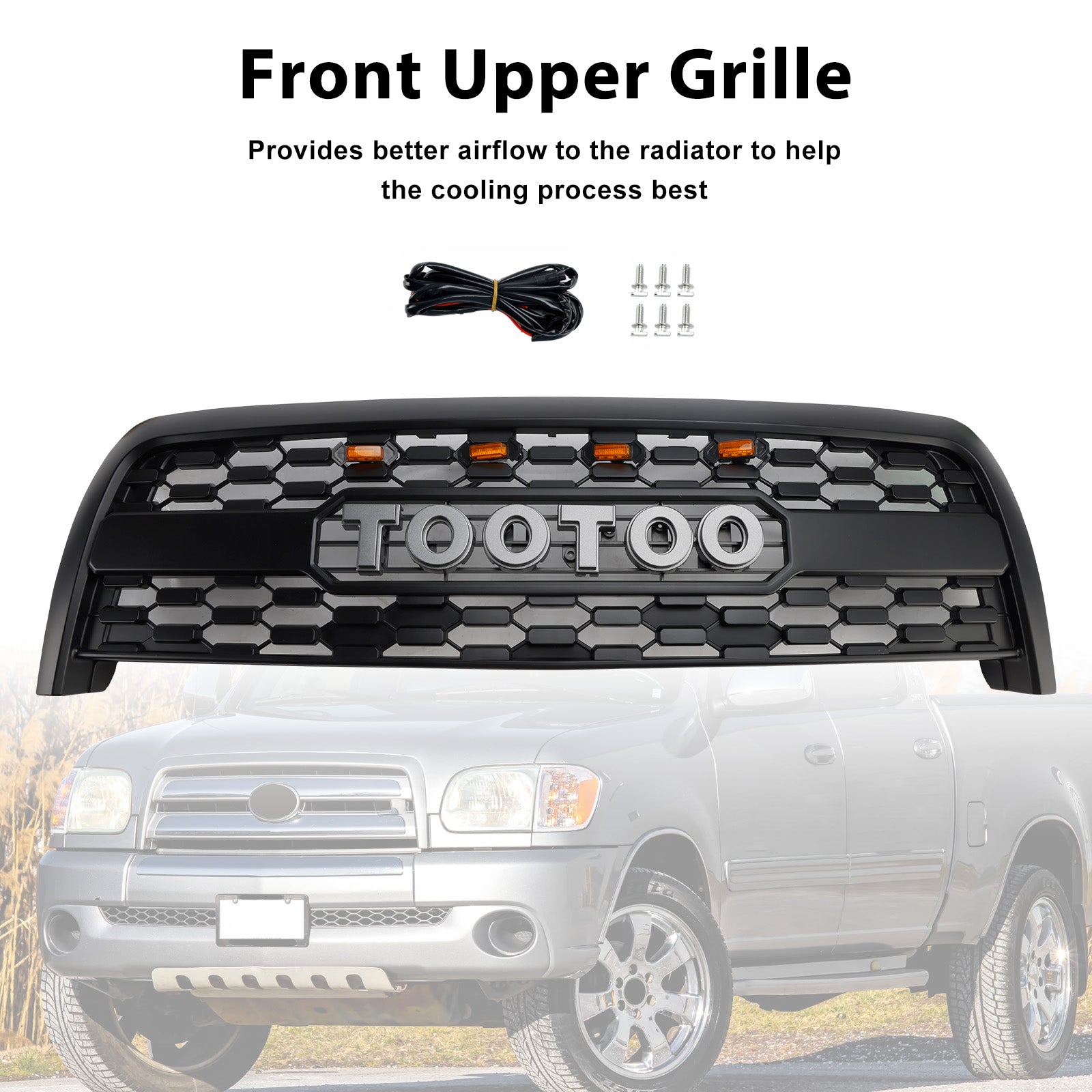 Matte Black Front Bumper Grill Grille Fit Toyota Tundra 2003-2006 W/Light