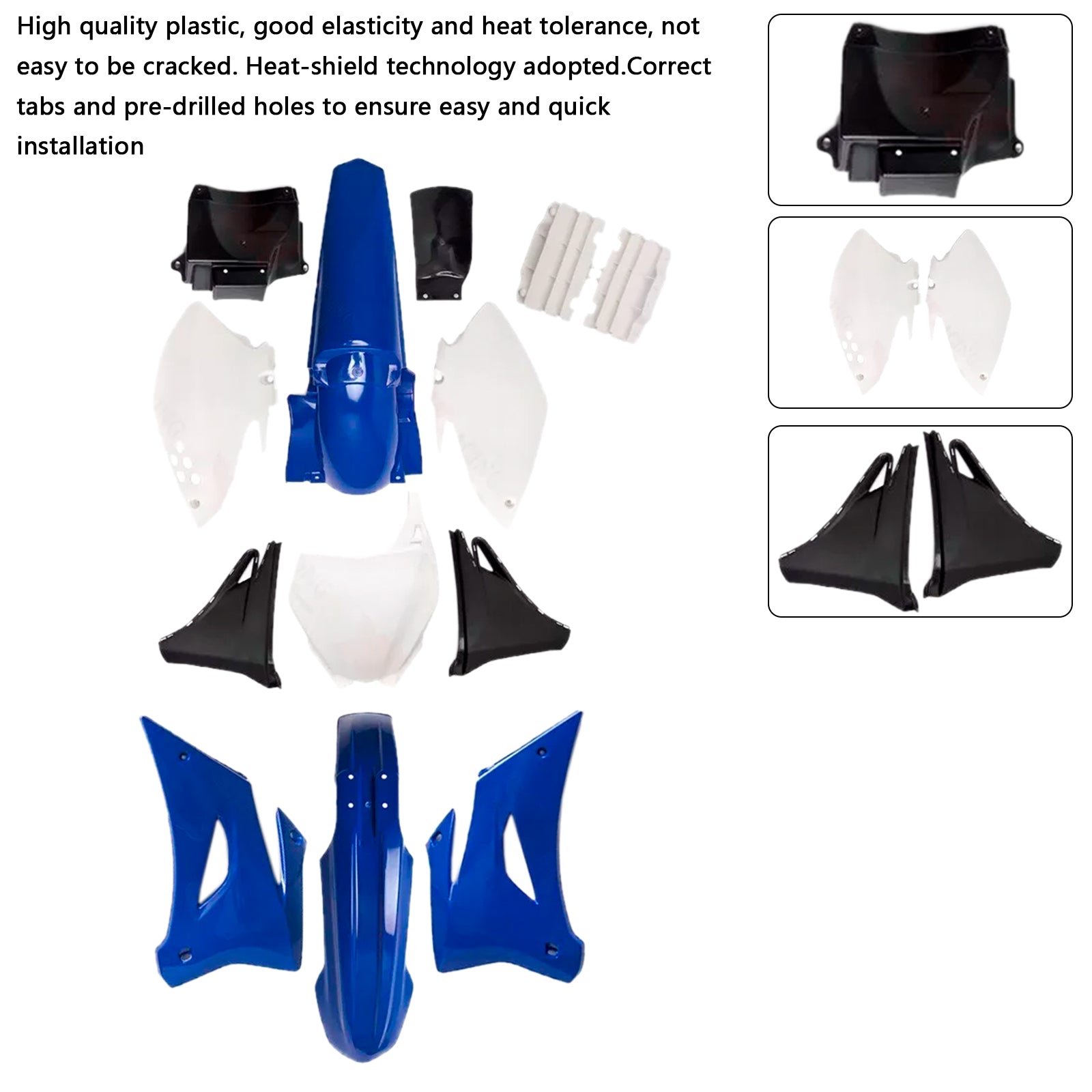 Yamaha YZF250 TTR250 YZ250 Body Plastic Kit Front Rear Fender Fairing