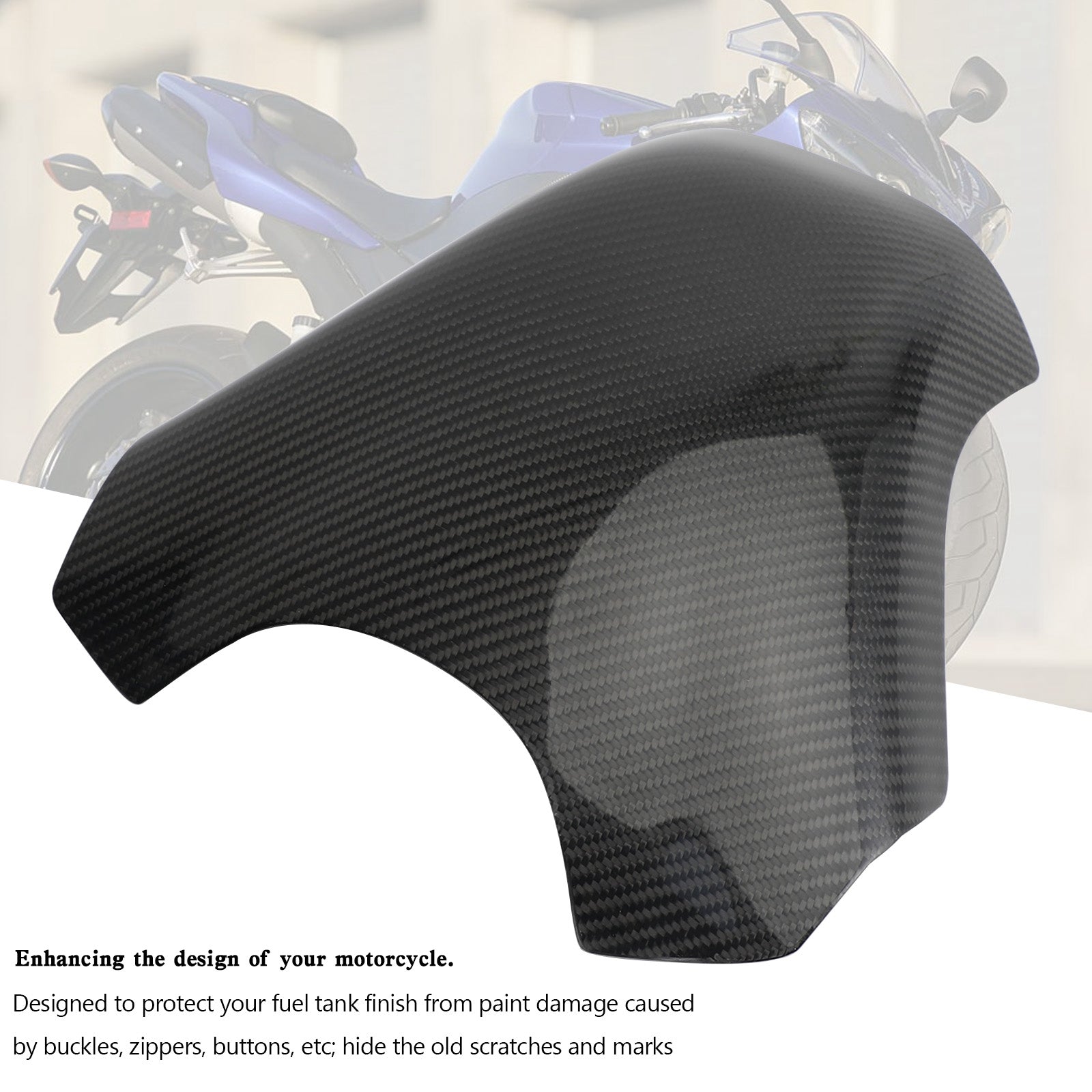 Protecteur de carénage de panneau de couvercle de réservoir de gaz en carbone Yamaha YZF-R1 2009 – 2014