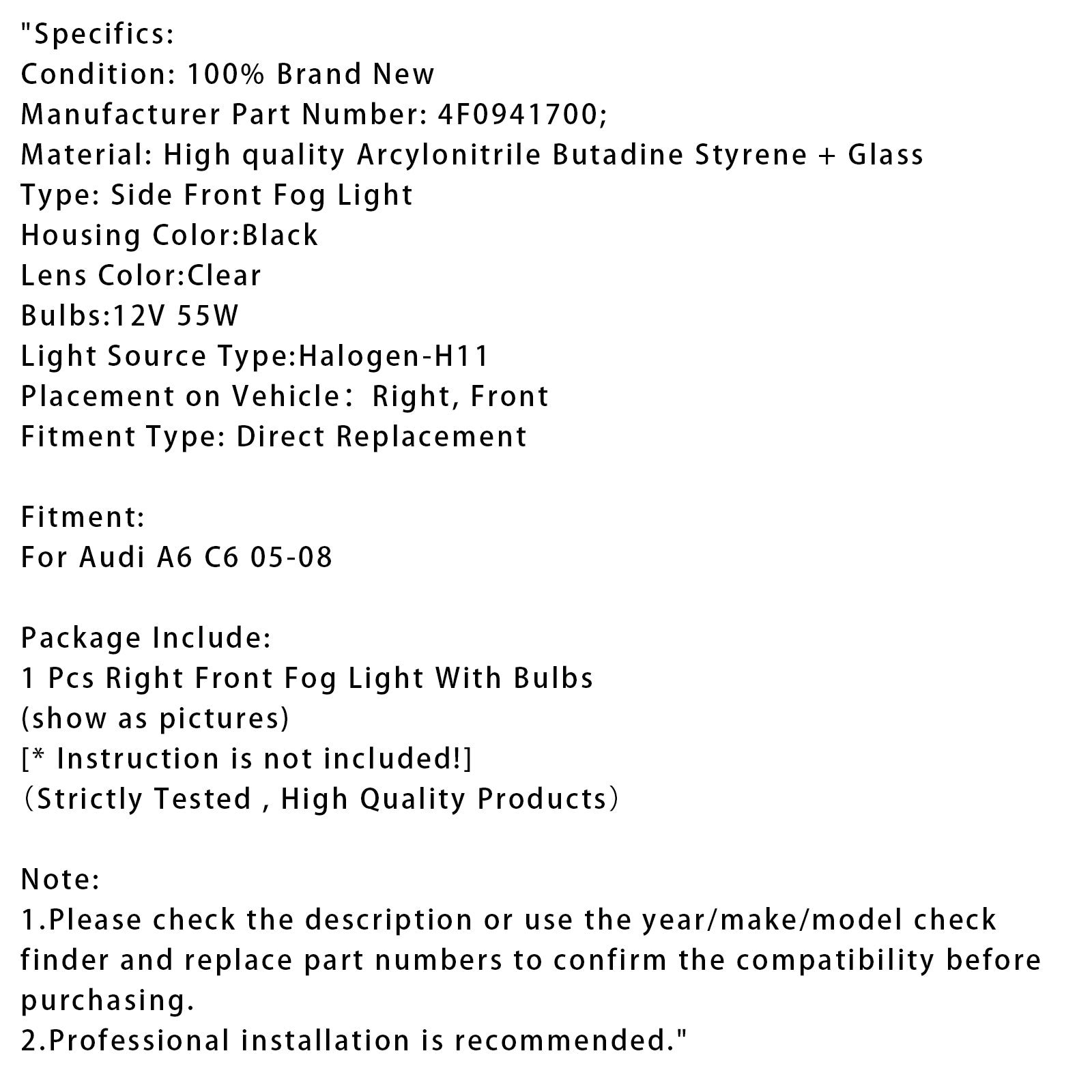 2005 2006 2007 2008 Audi A6 C6 1 PCS