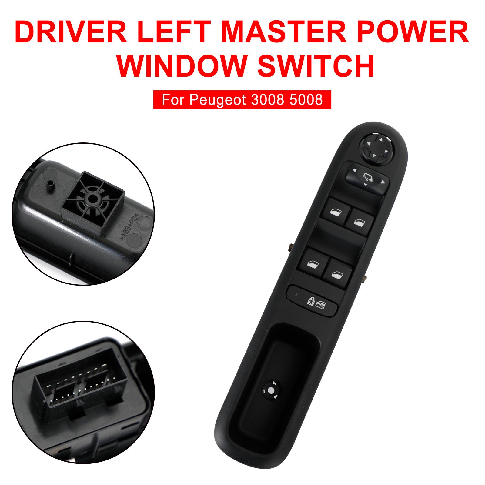 2010-2016 PEUGEOT 3008 Vodič ľavý spínač okna Master Power 96650621ZD