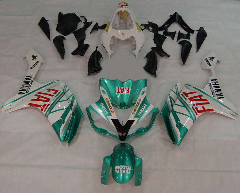 2007-2008 Yamaha YZF-R1 Green Emerald White FIAT Racing Fairings Generic