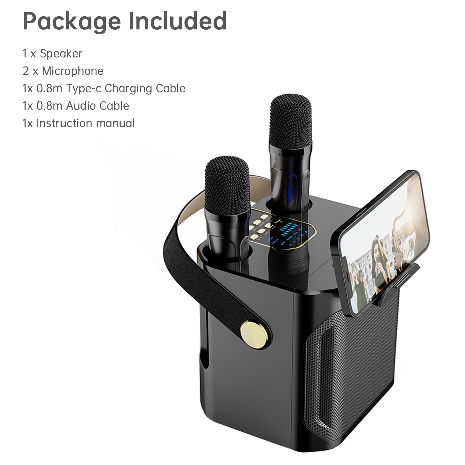 Wireless Bluetooth Speaker Dual Microphone Karaoke Home Portable Karaoke Speaker