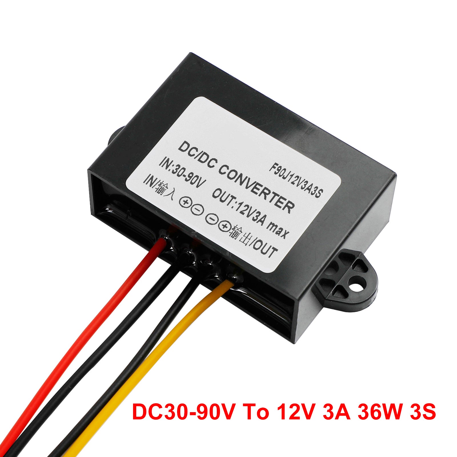 Convertisseur de buck à buck imperméable DC30-90V-12V 3A 36W Module d'alimentation automobile