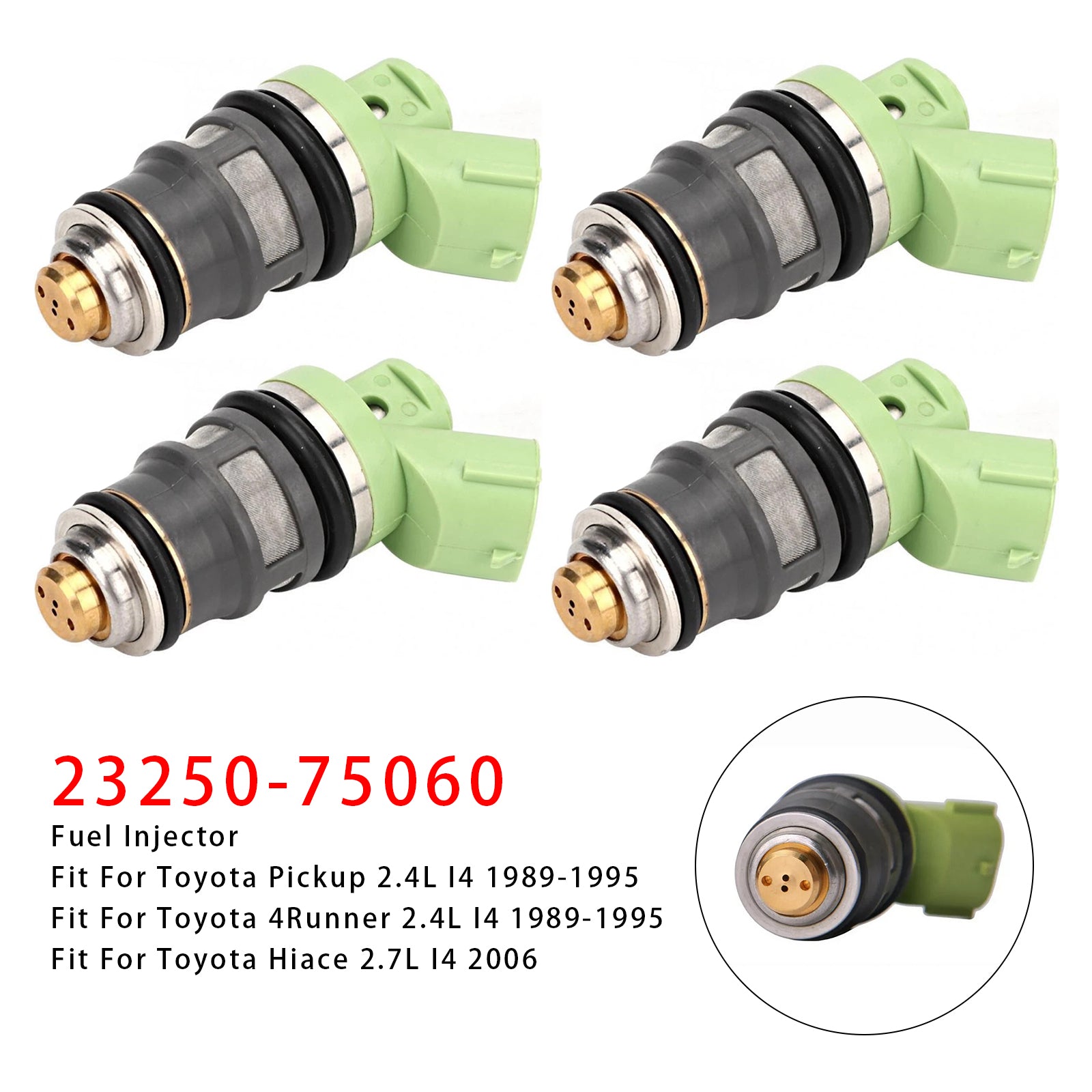 4Pcs Fuel Injector For Toyota Pickup 4Runner Hiace 2.4L 1989-1995 23250-75060