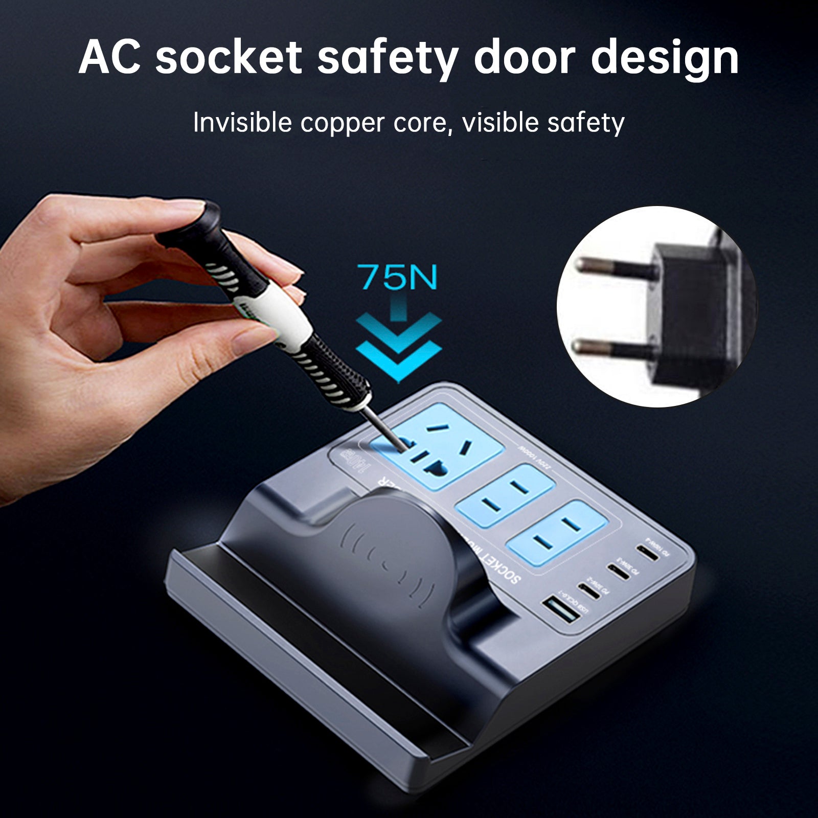 140W Smart Wireless Fast Charge Socket High Power PD100W Notatbok QC Lading av mobiltelefonlader EU -plugg