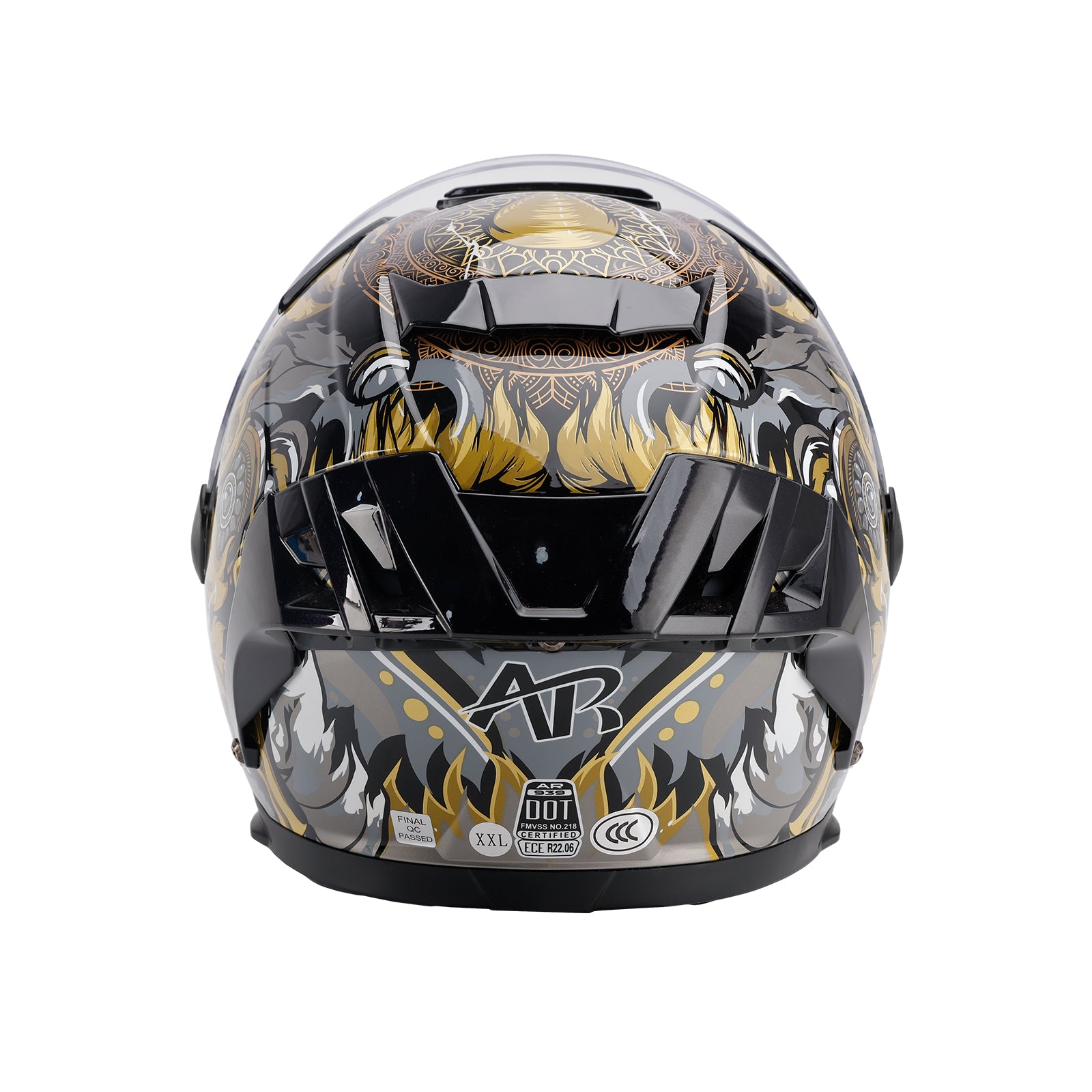DOT Motorcycle Helmet Adult Street Full Face Black gold