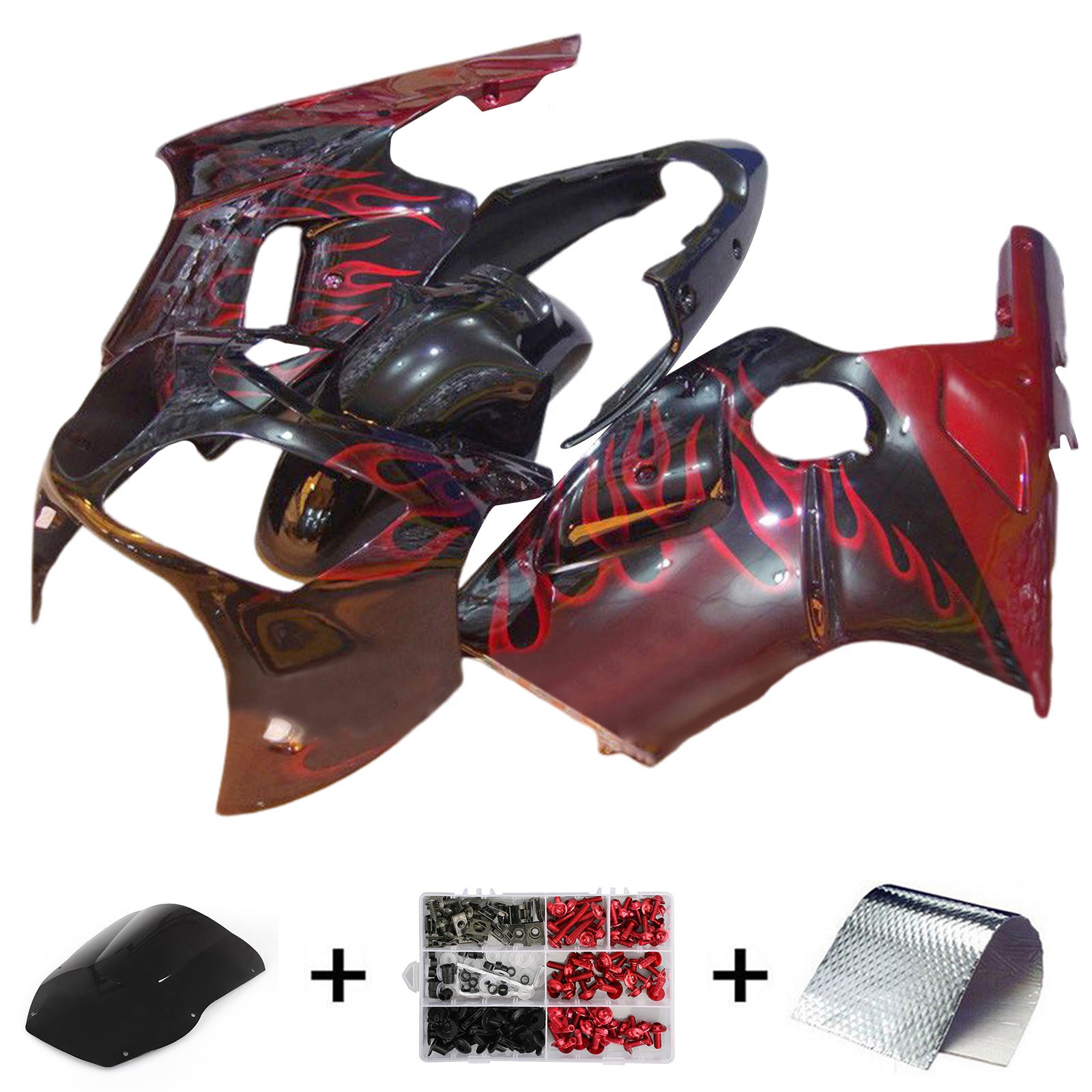2000-2001 Kawasaki ZX12R Injektionsmässa kit Kroppsarbete Plastisk ABS