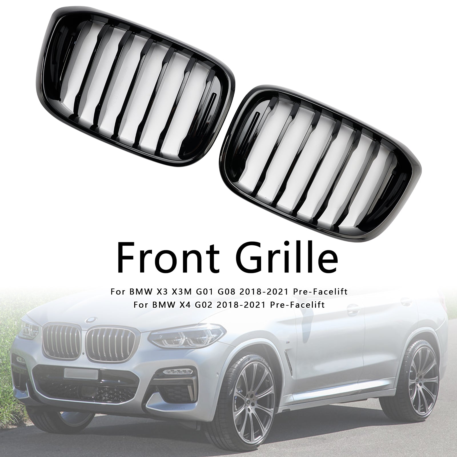 2018-2021 BMW X4 G02 X3 G01 G08 Glanzend zwart Niergrille Mesh Grill 51138469959