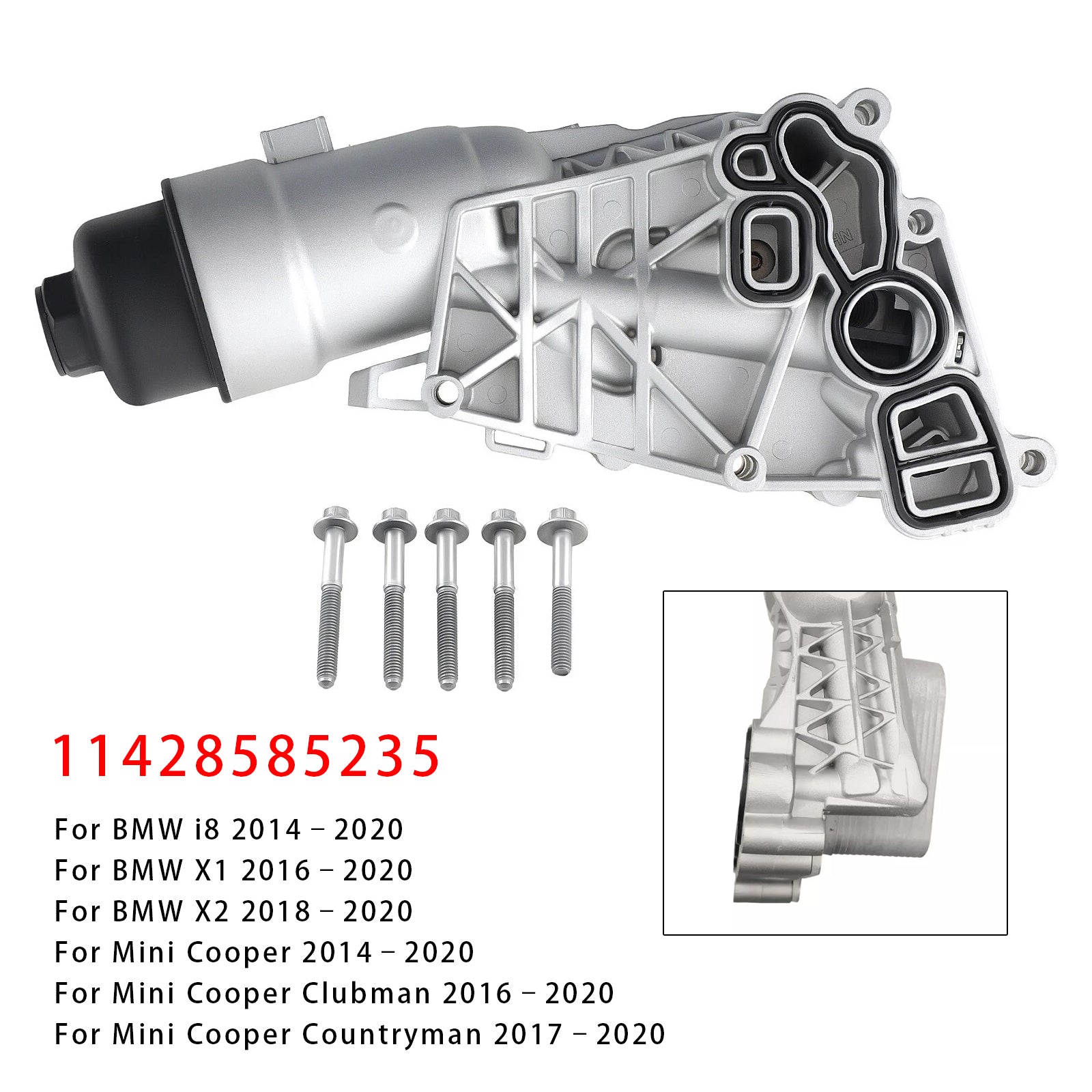 Habitação do filtro do resfriador de óleo 11428585235 para Mini Cooper BMW i8 2014-2020