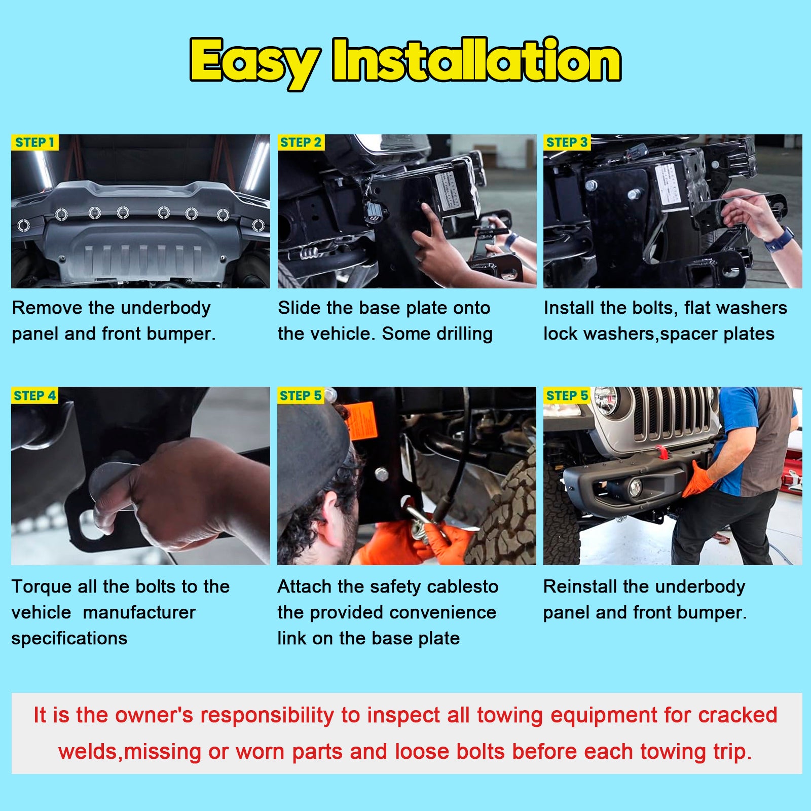 2018-2025 Jeep Wrangler JL JLU All Models BX1139 Tow Bar Base Plate Bracket