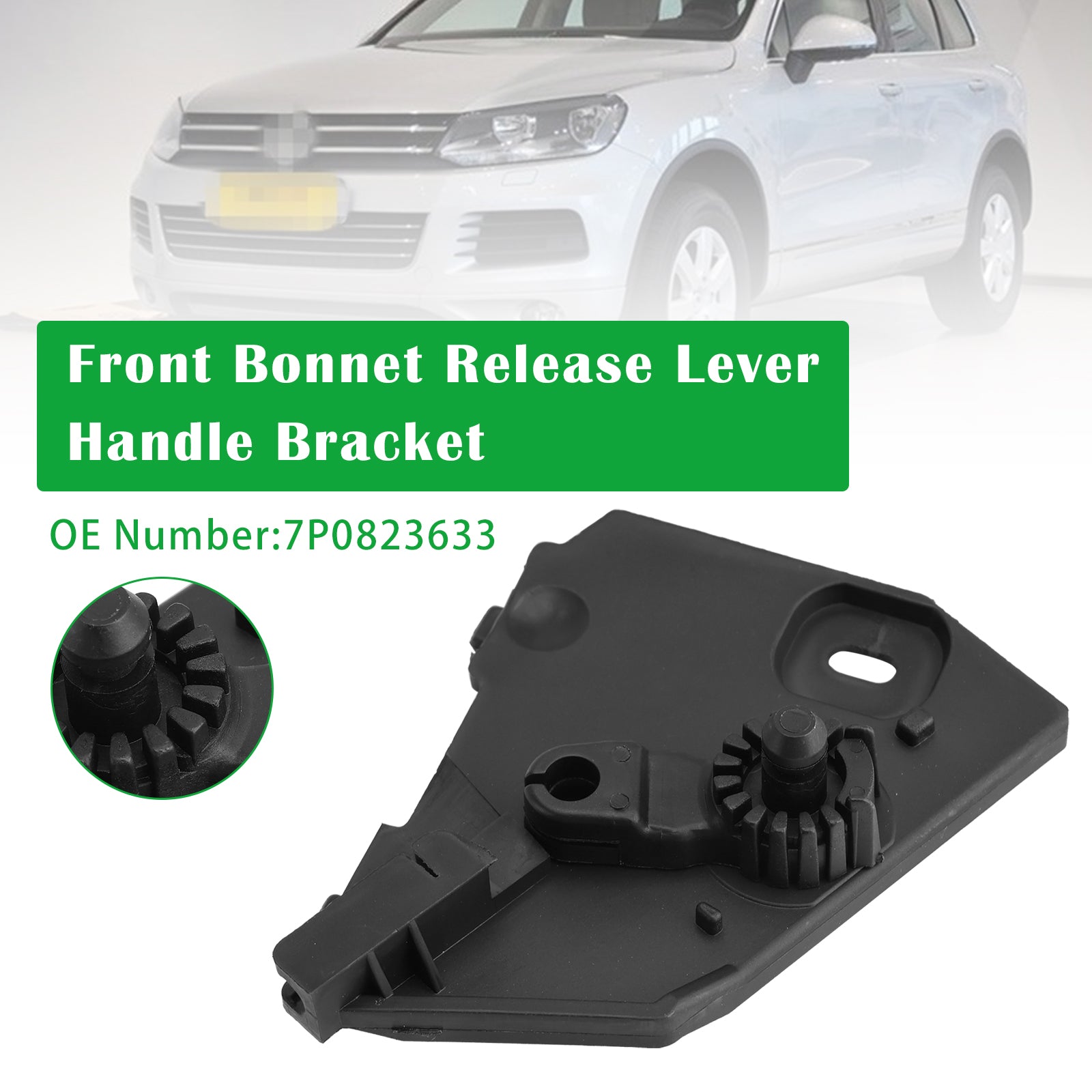 Black Front Bonnet Release Lever Handle Bracket 7P0823633 For VW Touareg 2011-2017