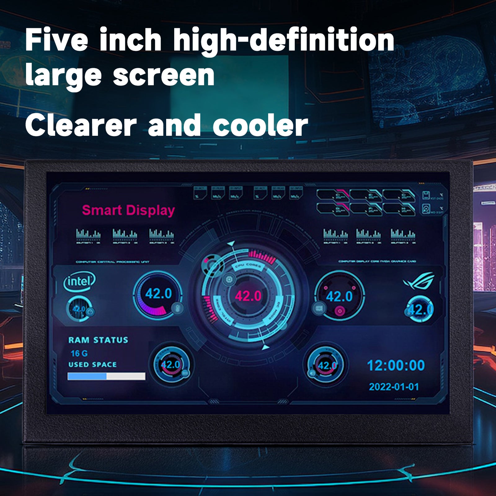 5-palcový podvozok sub-obrazovky IPS HD Smart USB Desktop Sub-Screen Type-C PC