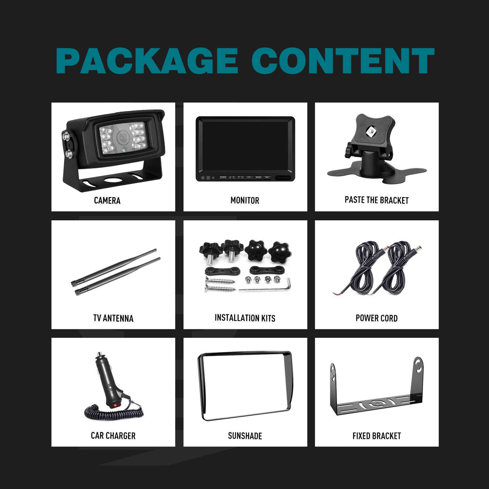 7" Kit de caméra de recul sans fil AHD 1080P 4 canaux pour camion et remorque