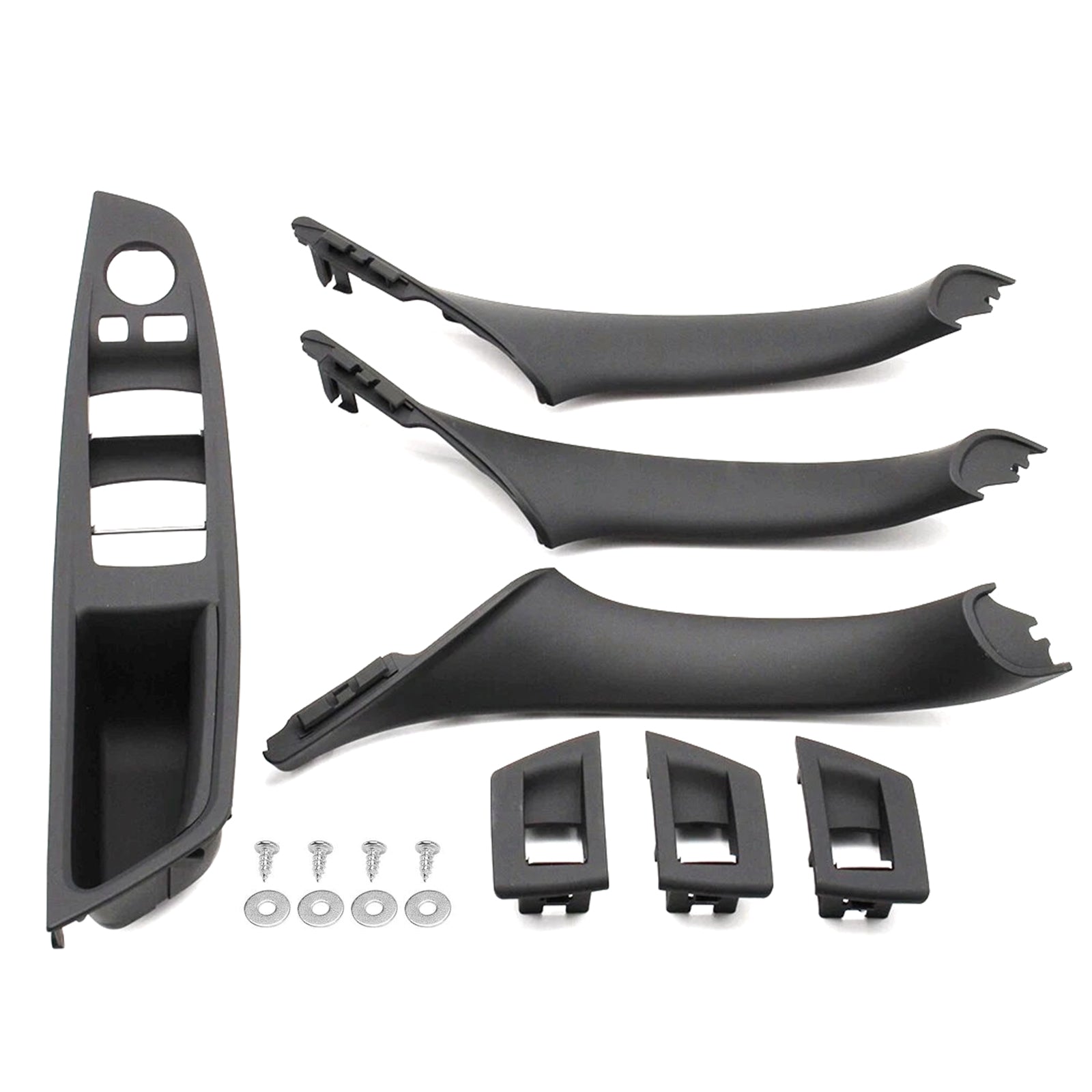 7x Black Inner Door Panel Håndtak Trekk trimdeksel for BMW 5-serie F10 F11 10-16