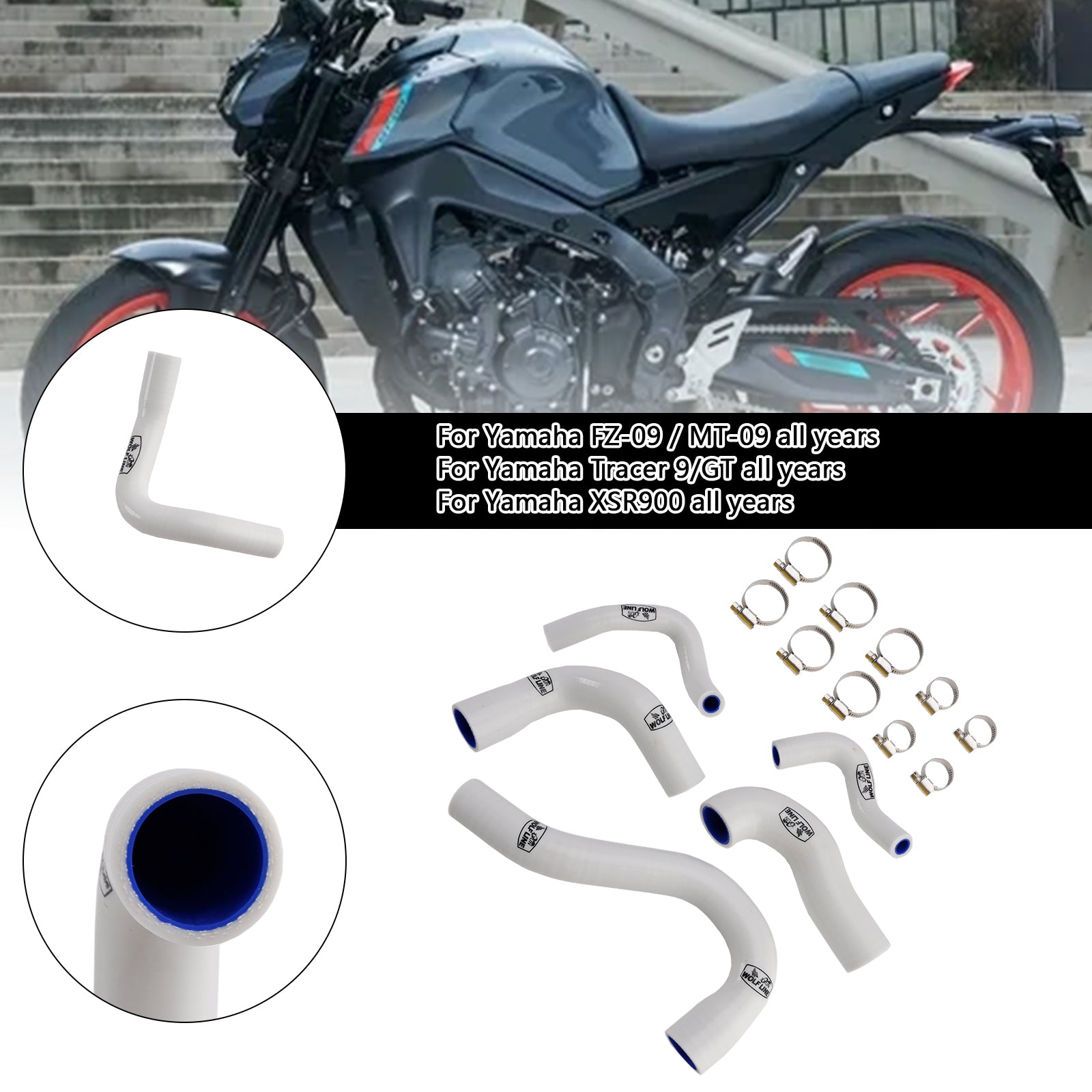 Yamaha MT-09 XSR900 TRACER 9/GT Todos os anos Silicone Radiator Coolant Mangueira