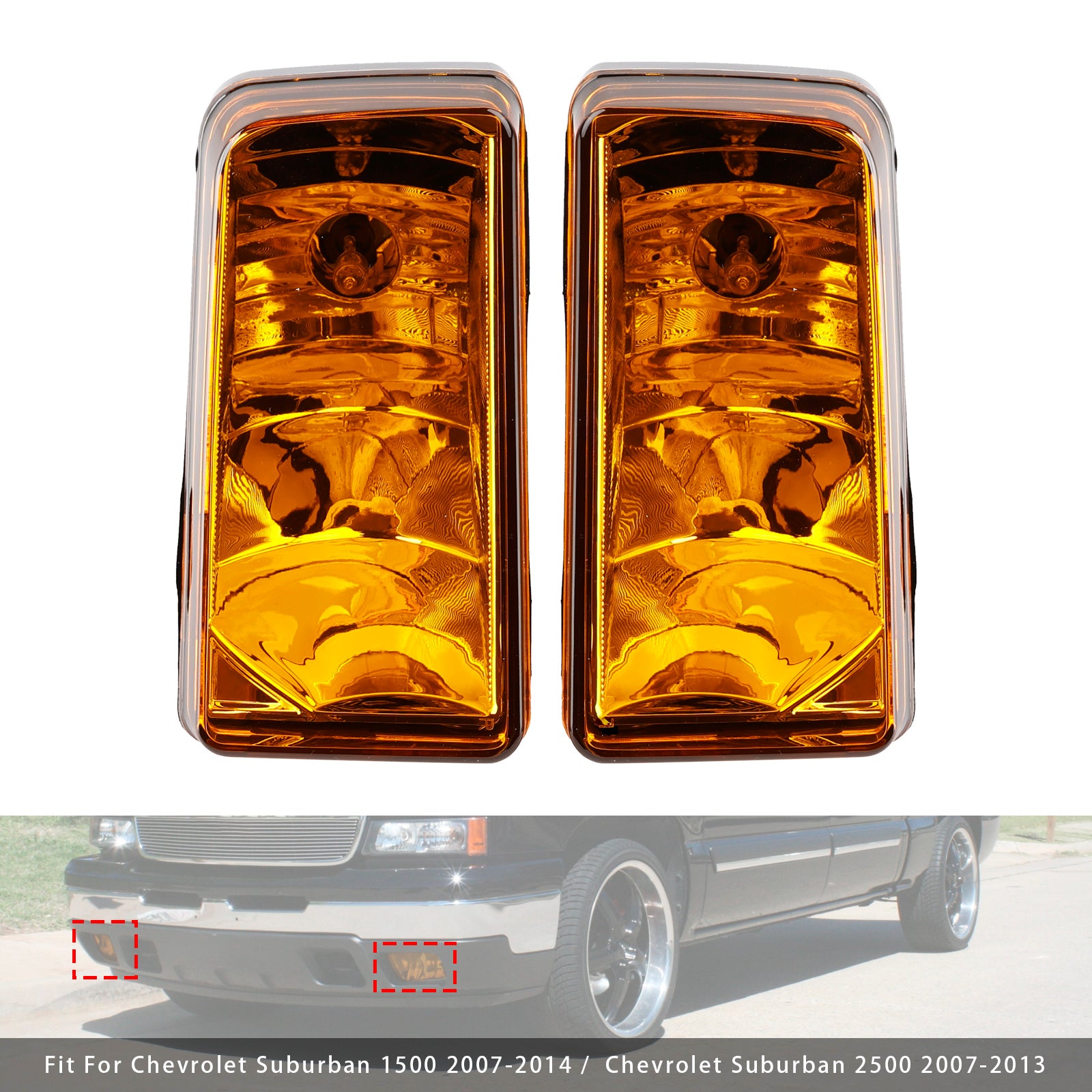 Par tåkelamper med pærer for Chevy Tahoe Sierra 2007-2015 gul linse