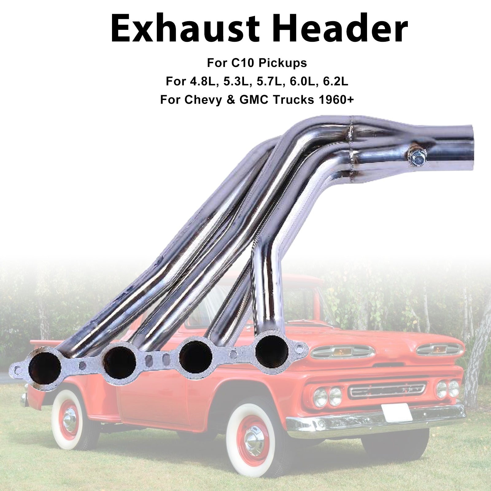 LS2 LS3 Exhaust Manifold Header Fit Chevy C10 LS LS1 LS6 Long Tube 1-7/8