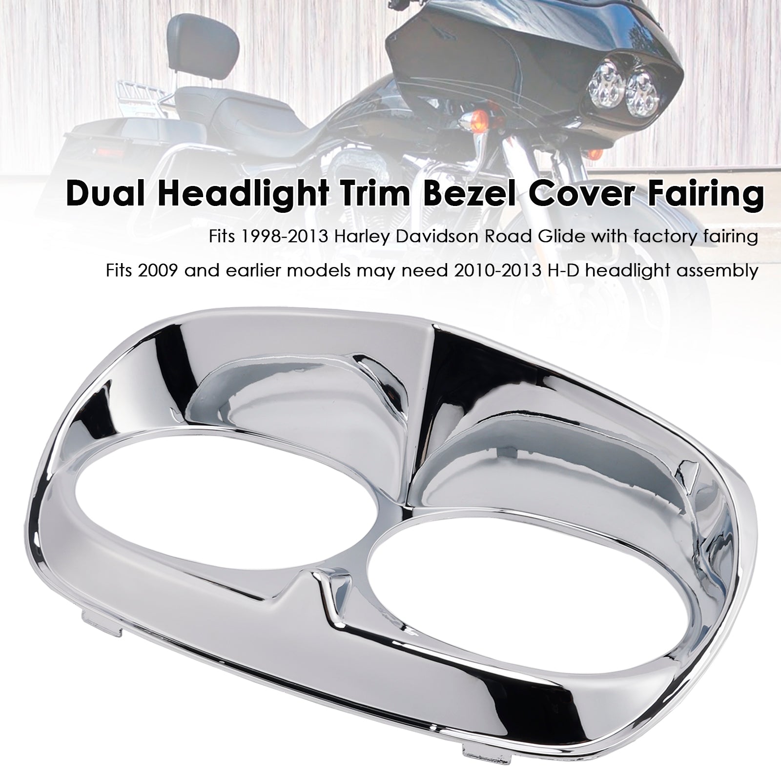 Dual Headlight Trim Bezel Cover Fairing For Road Glide 1998-2013