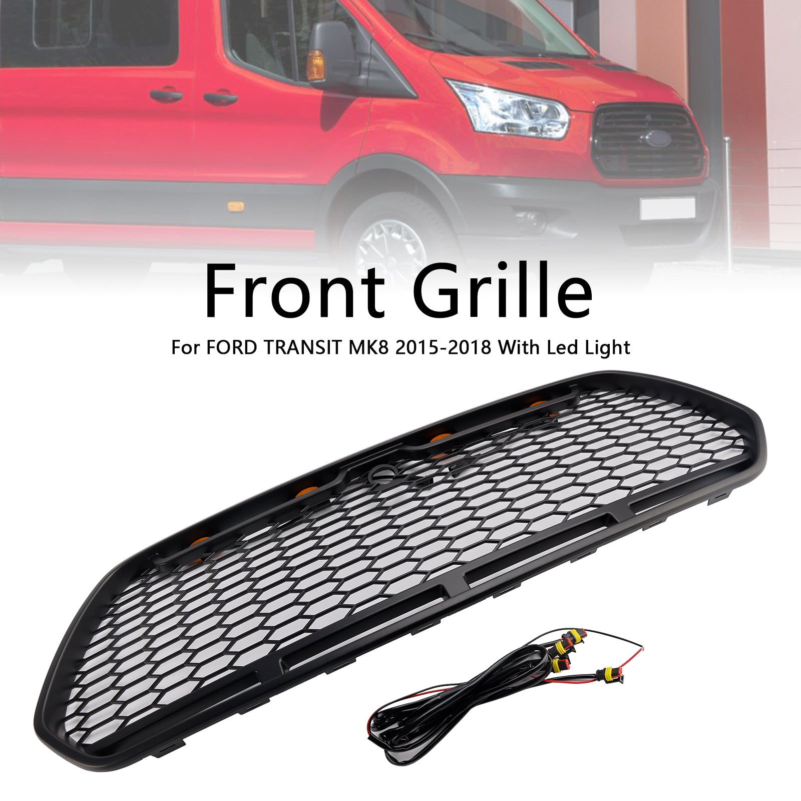 2015-2018 Ford Transit Mk8 Raptor s Matt Matt Black Front Bumper Grill Grill