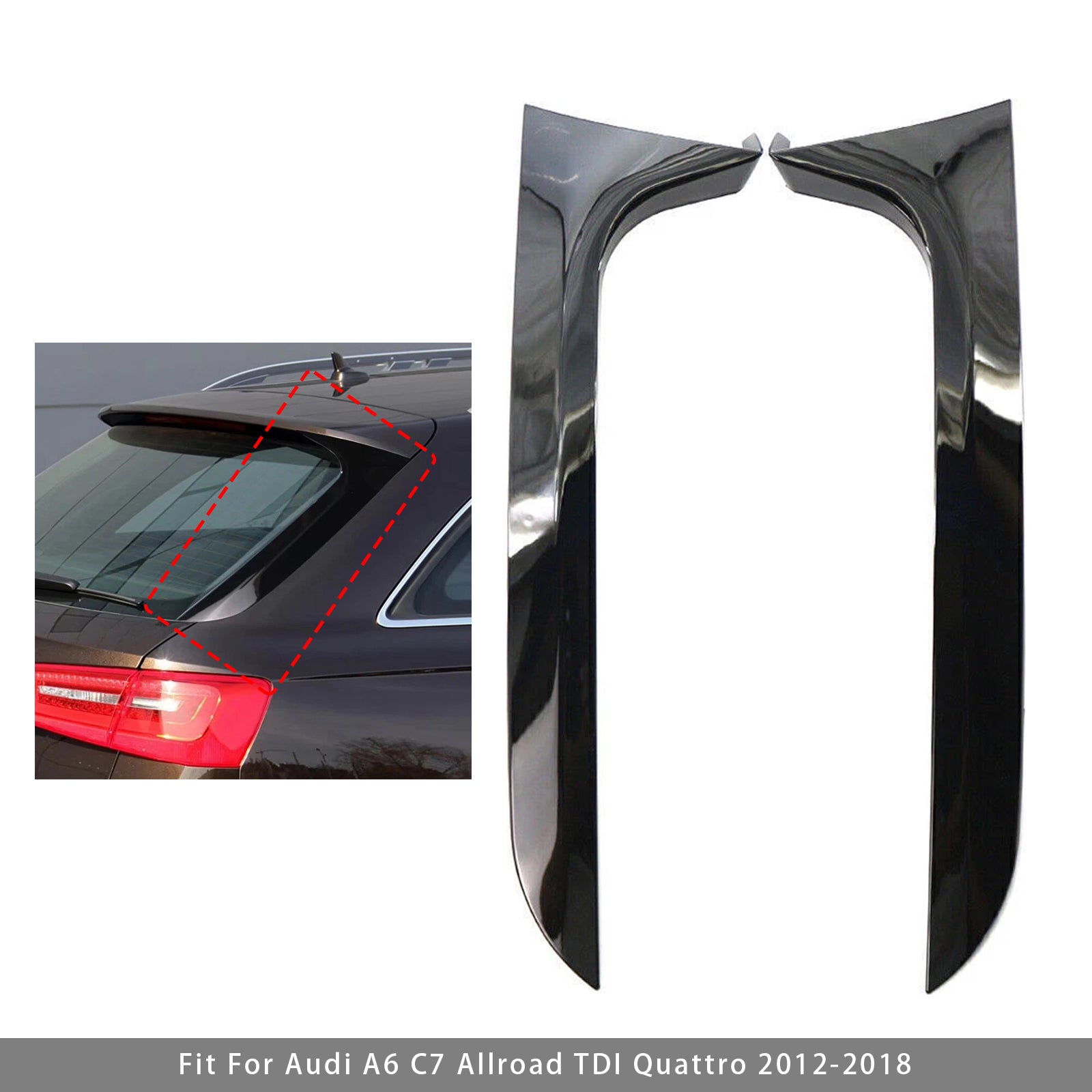 Bloss Black Paire arrière Spoiler de l'aile latérale de la lunette arrière pour Audi A6 C7 ALLORK 12-18