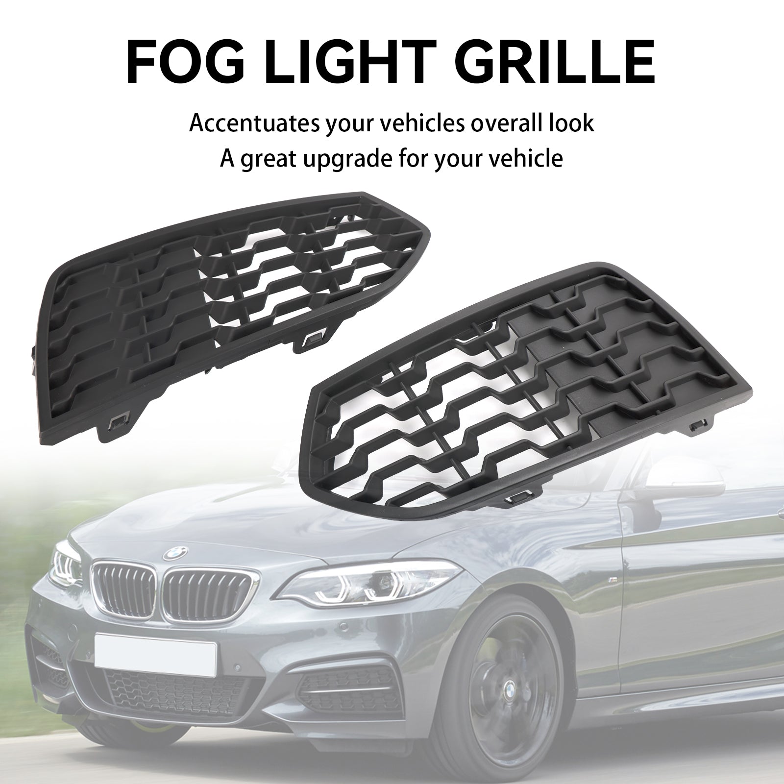 2014-2017 BMW 2-Series F23 Front Bumper M Fog Light Grilles Grill 2PCS