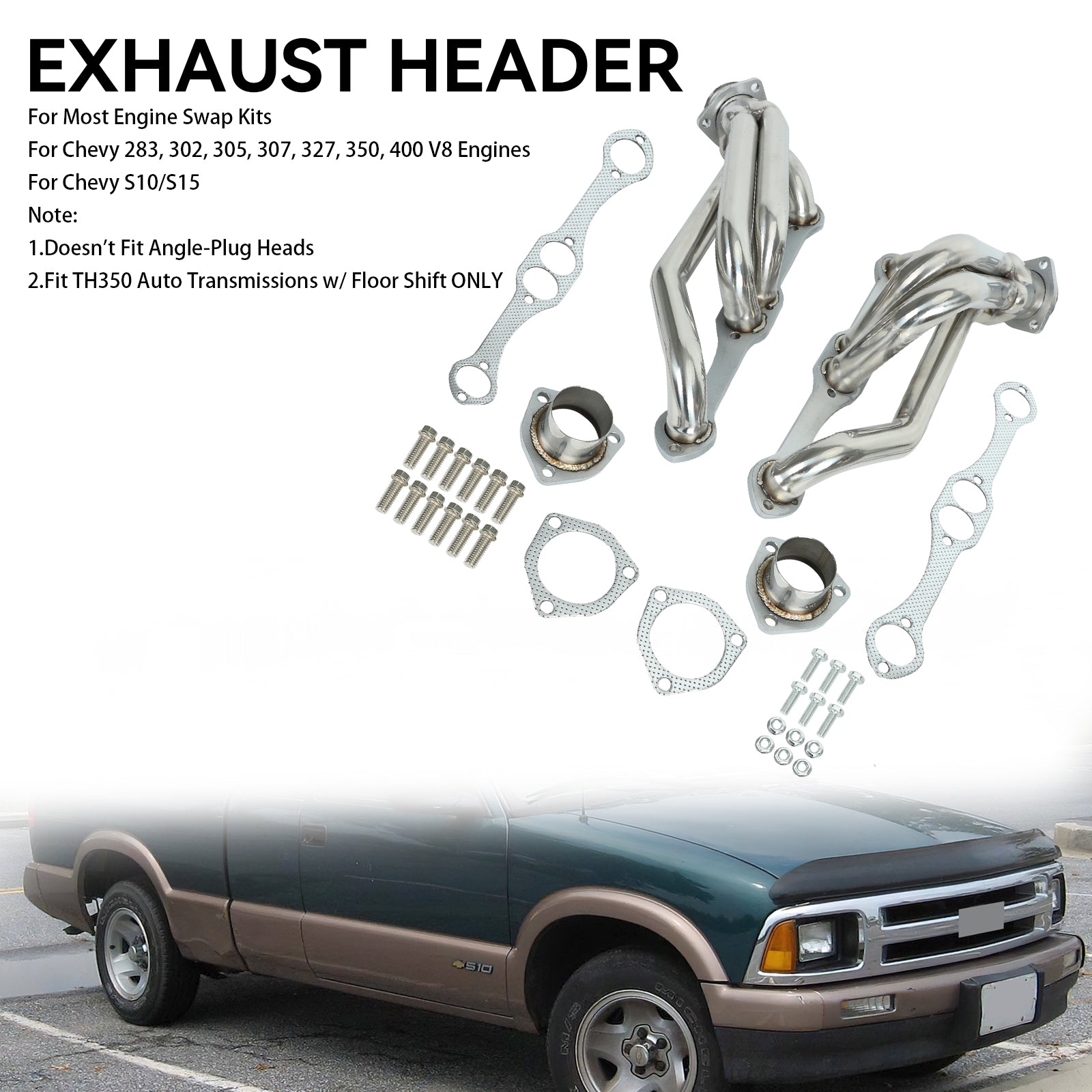 Grenrörshuvuden Passar Chevy Blazer S10 S15 V8 Passar GMC Motor Small Block