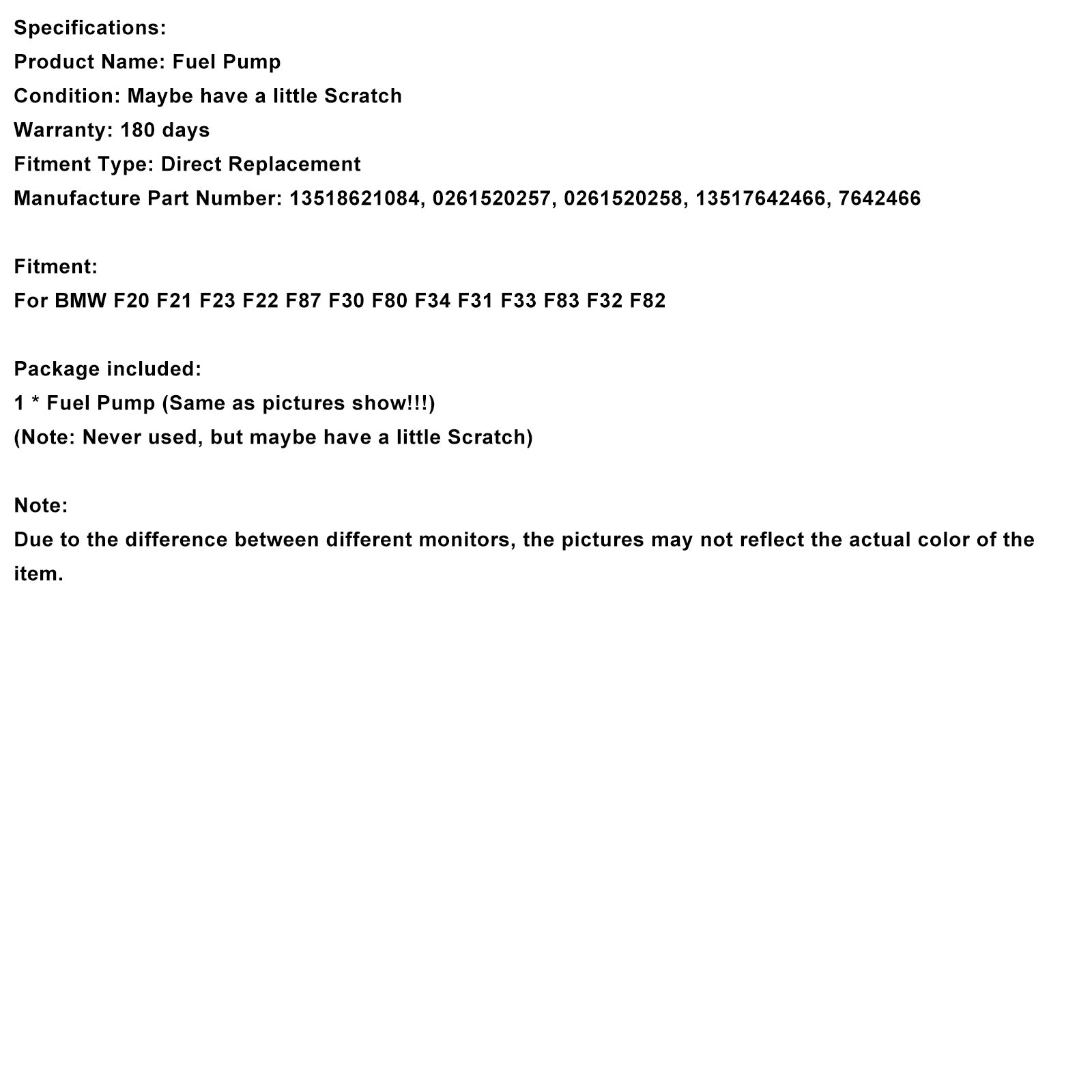 High Pressure Fuel Pump 13517642466 Fit BMW B38 B58 B46 F20 F22 F30 F31 F32 G30