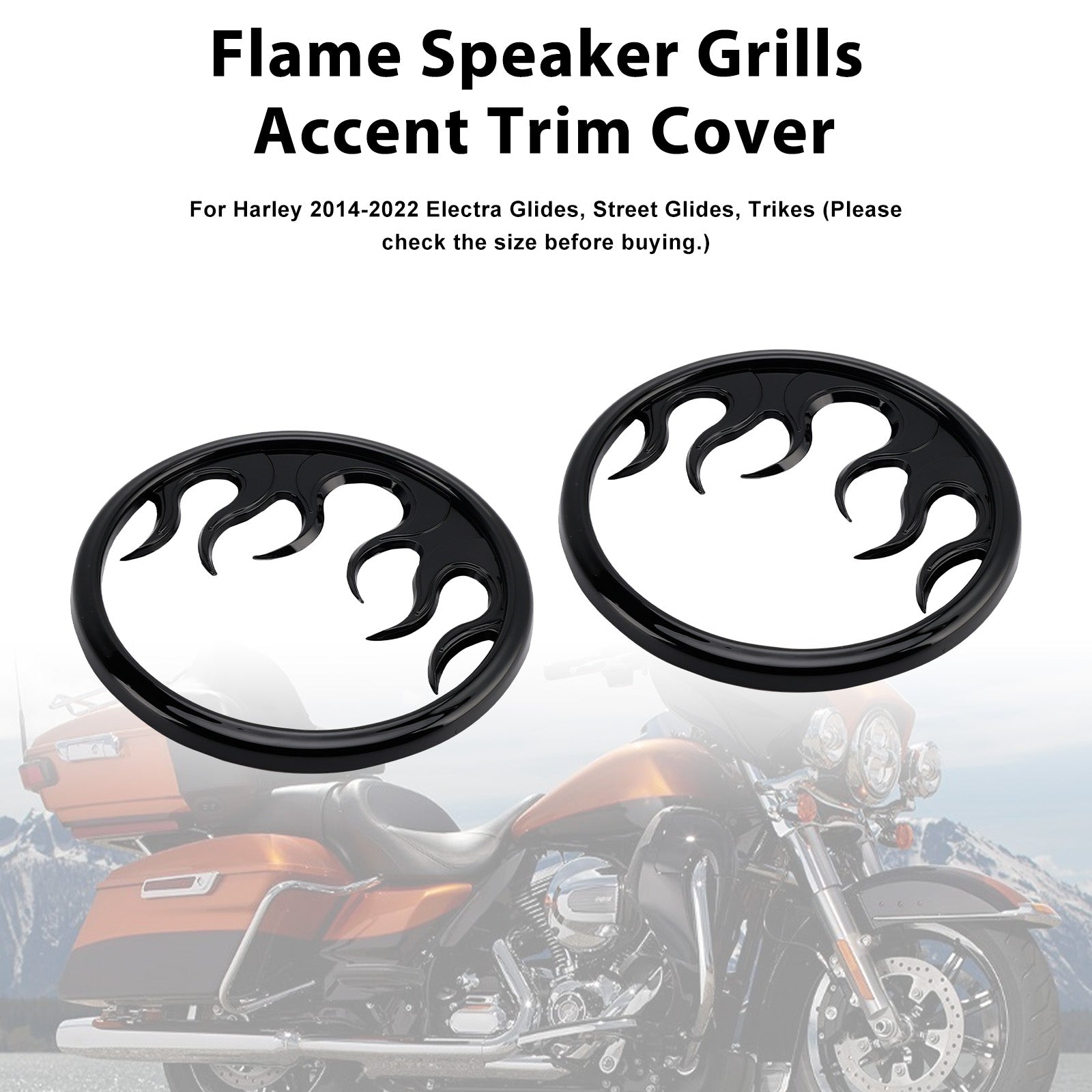 Flame Speaker Grills Accent Trim Cover For Touring Electra Glide Ultra Classic