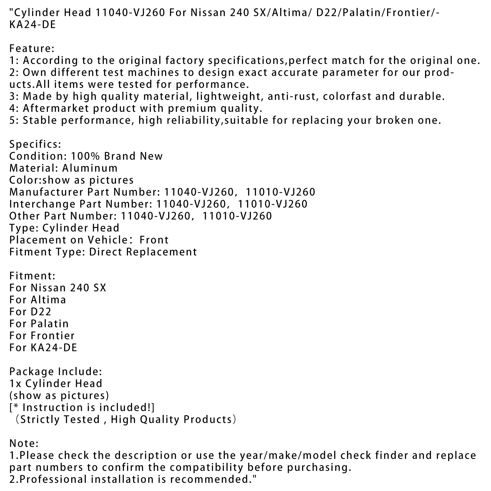 D22 Cilinderkop 11040-VJ260 11010-VJ260