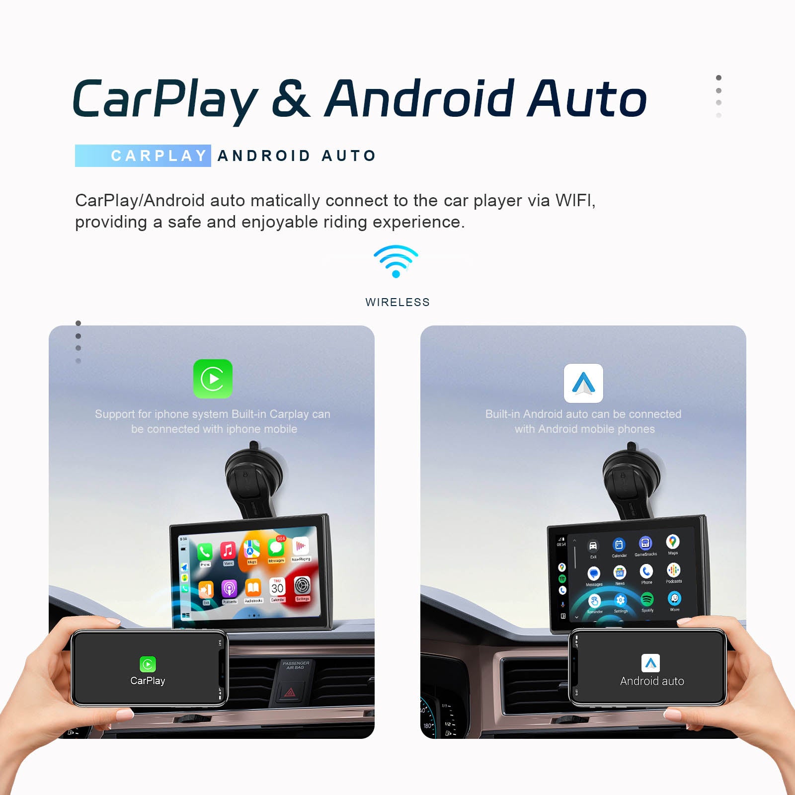 7-inch volledig touchscreen Apple CarPlay Android Auto Switching Display AHD-camera