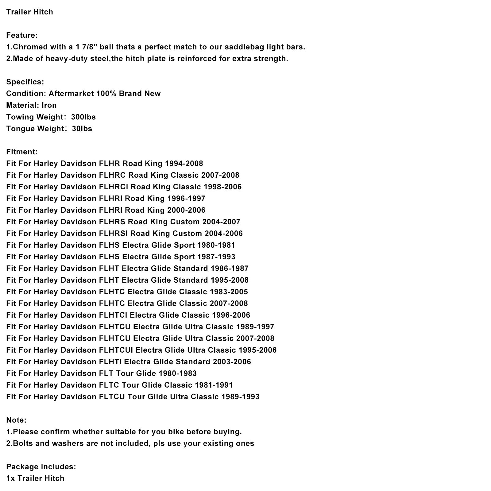 1980-1981 Harley Davidson FLHS Electra Glide Sport Trailer Hitch Ball