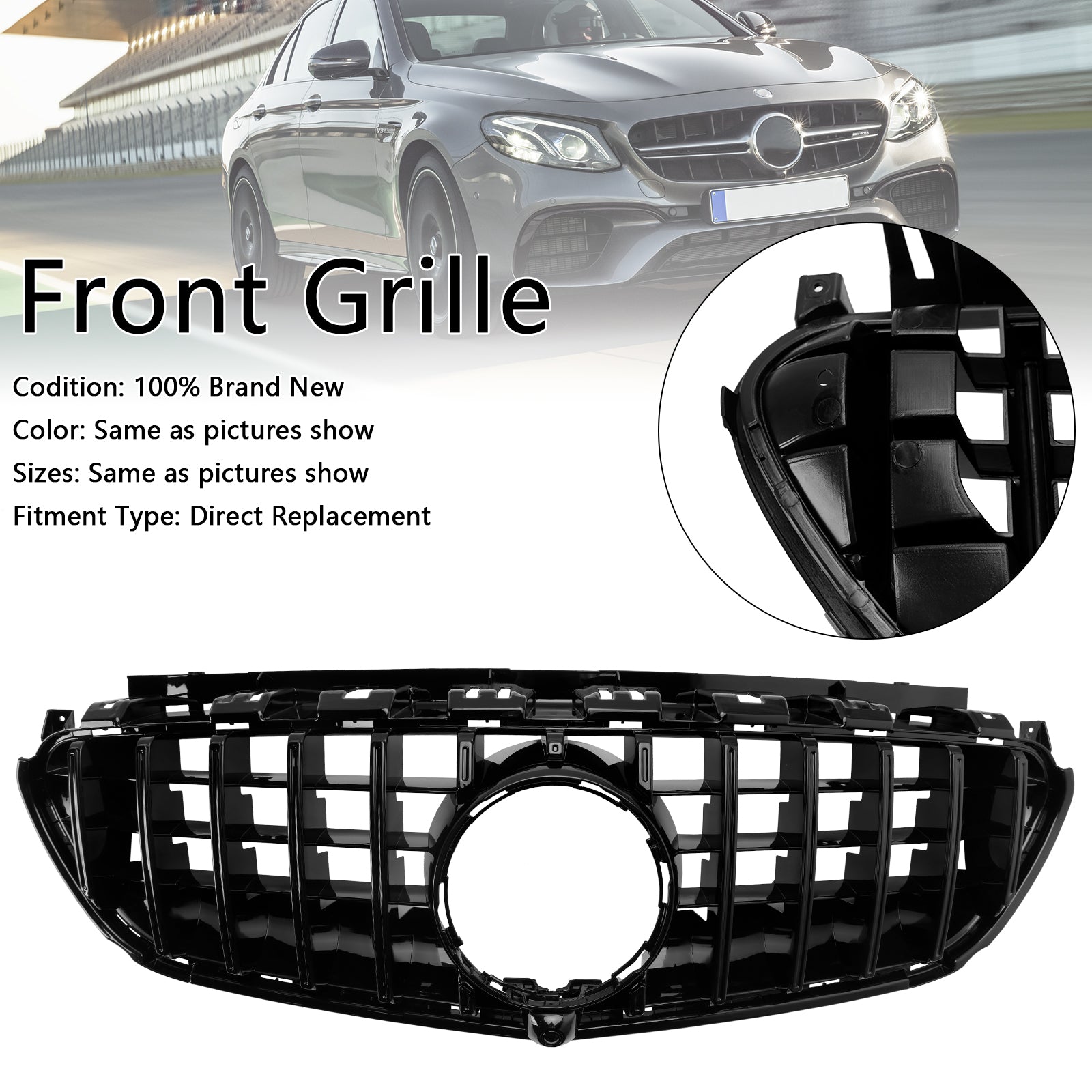2016 2017 2018 2019 2020 Mercedes-Benz W213 E63 E63S AMG Kun støtfangergrill foran