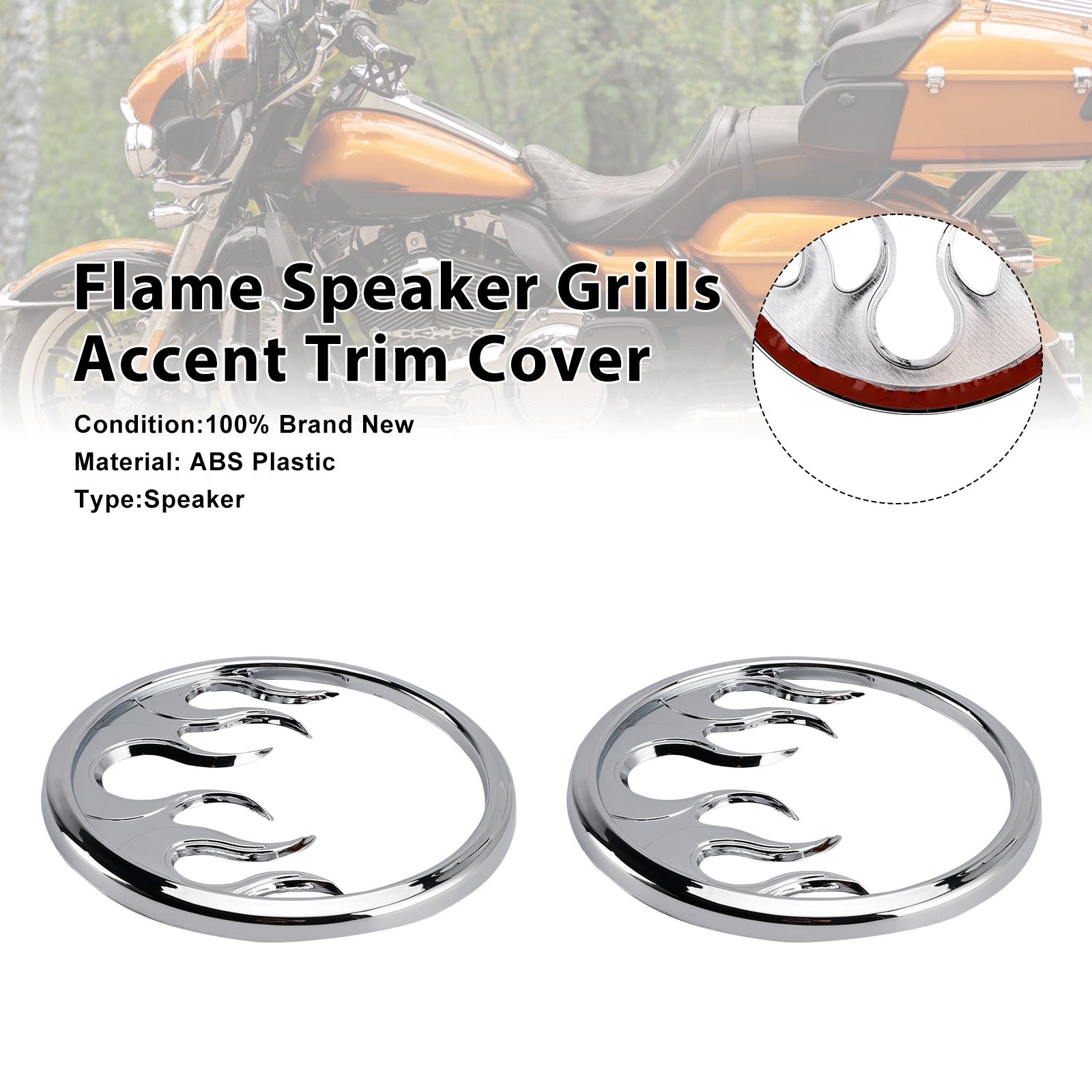 Flame Speaker Grills Accent Trim Cover For Touring Electra Glide Ultra Classic