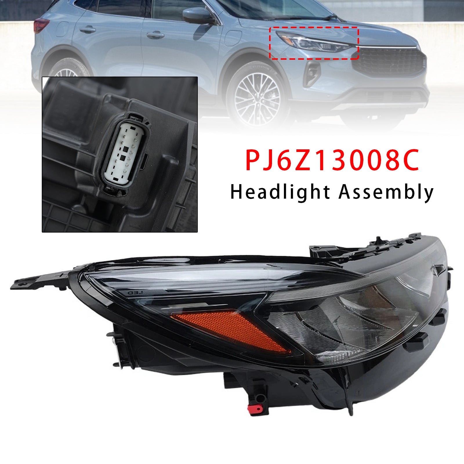 Right LED Headlight Assembly PJ6Z13008C For Ford Escape 2023-2025