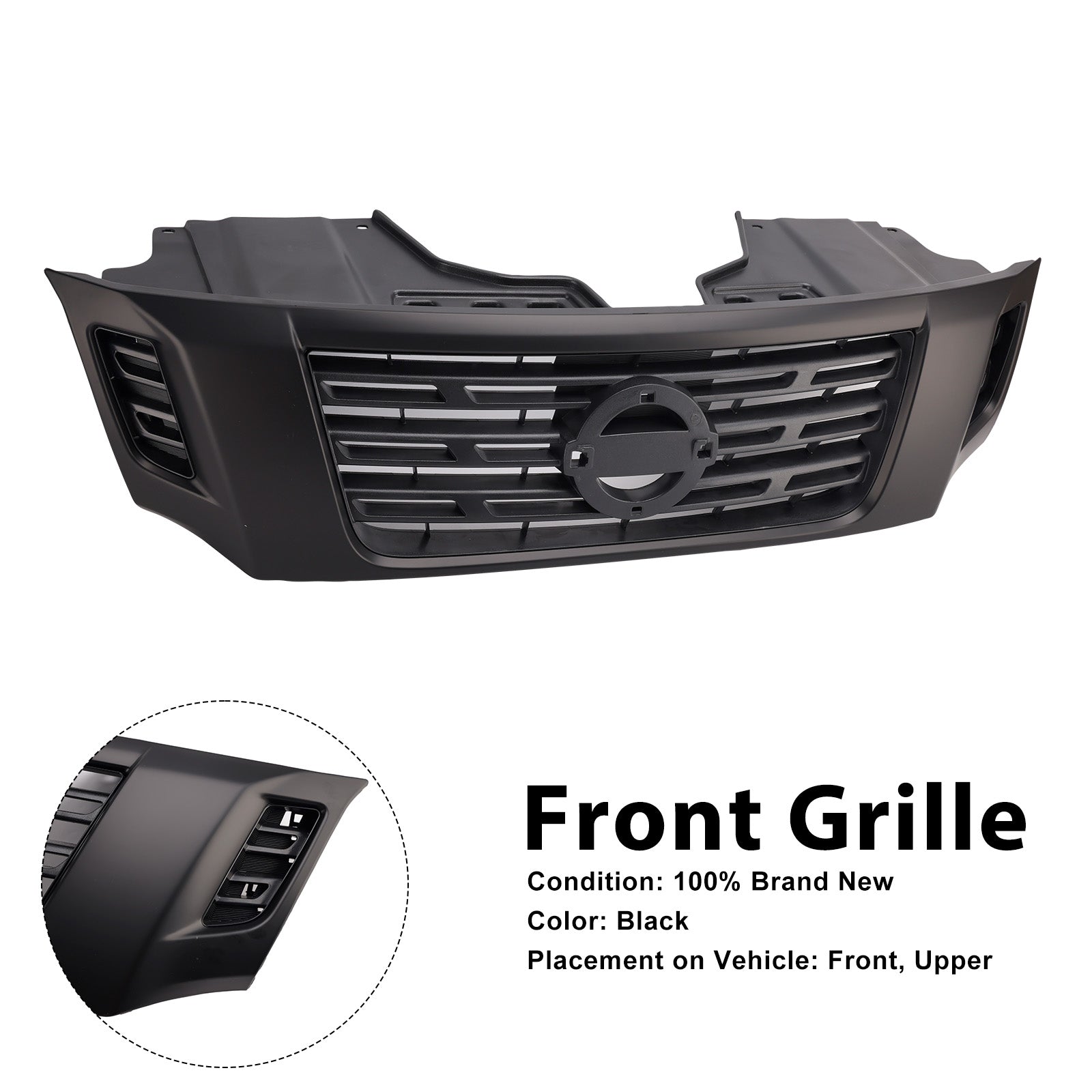 Black Front Bumper Grill Grille Per Nissan Navara NP300 D23 2015-2020