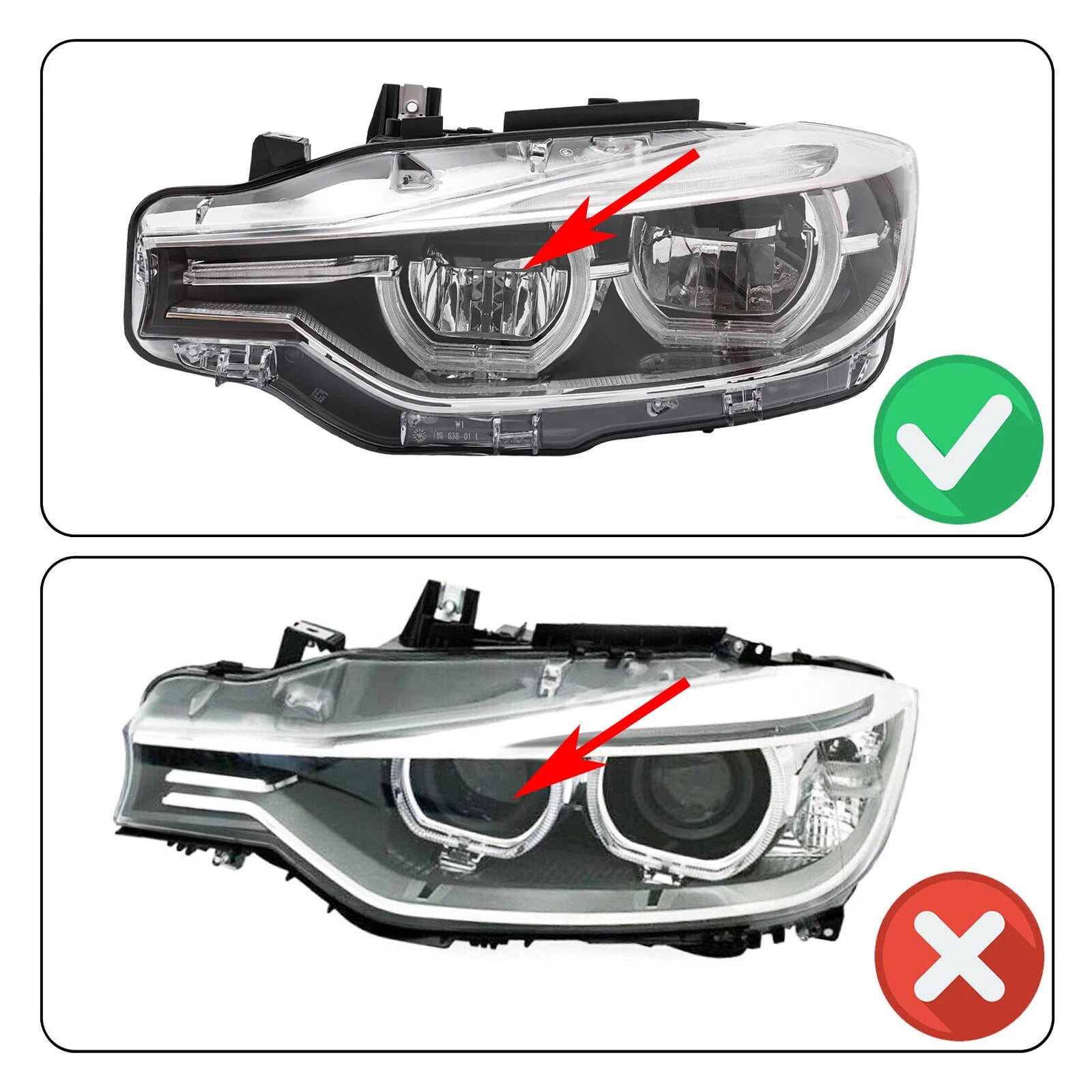 Left+Right LED Headlight For BMW 3 Series F30 F31 2016-2019 Without AFS