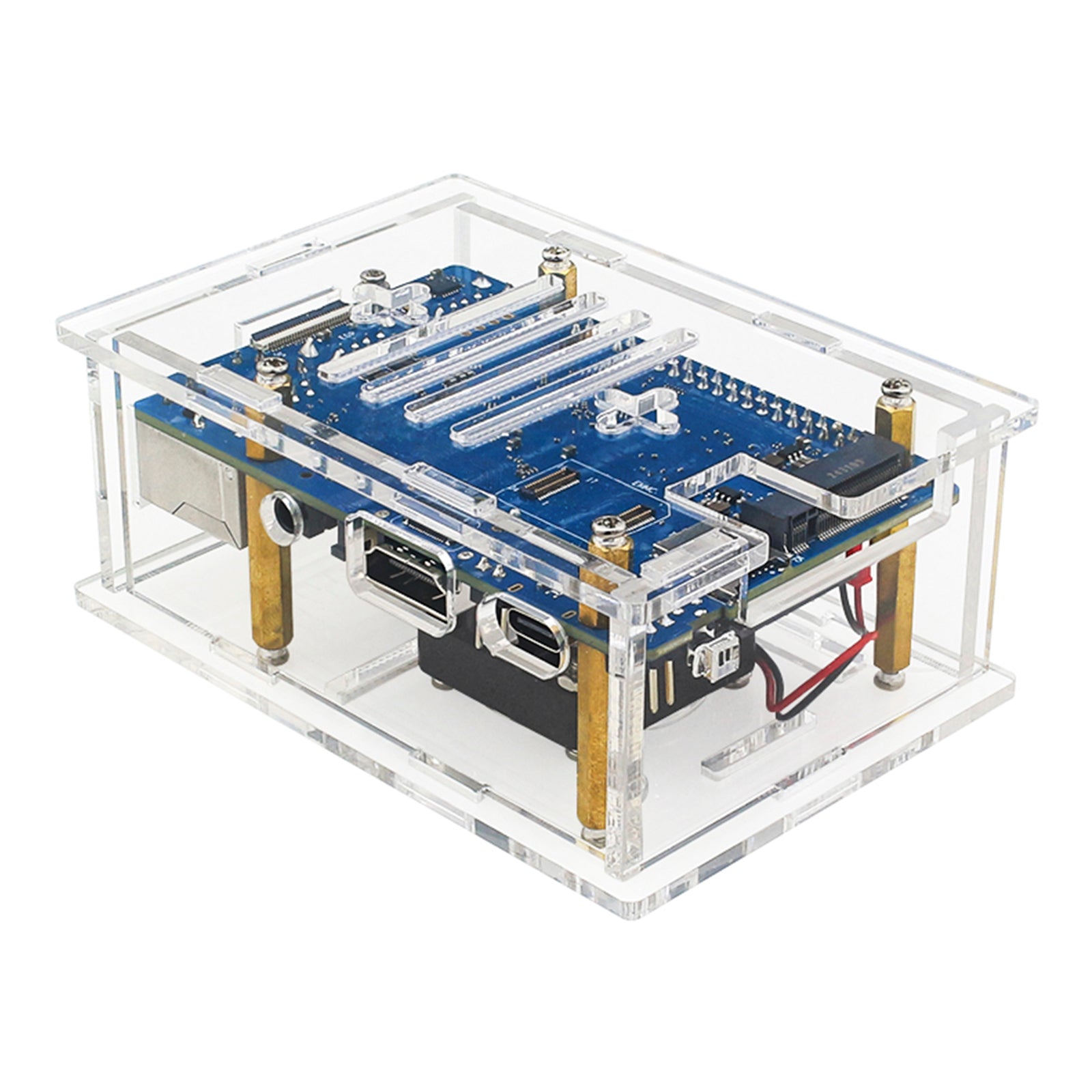 Caja protectora transparente Orange Pi 4A Caja acrílica Orange Pi 4A con ventilador de refrigeración